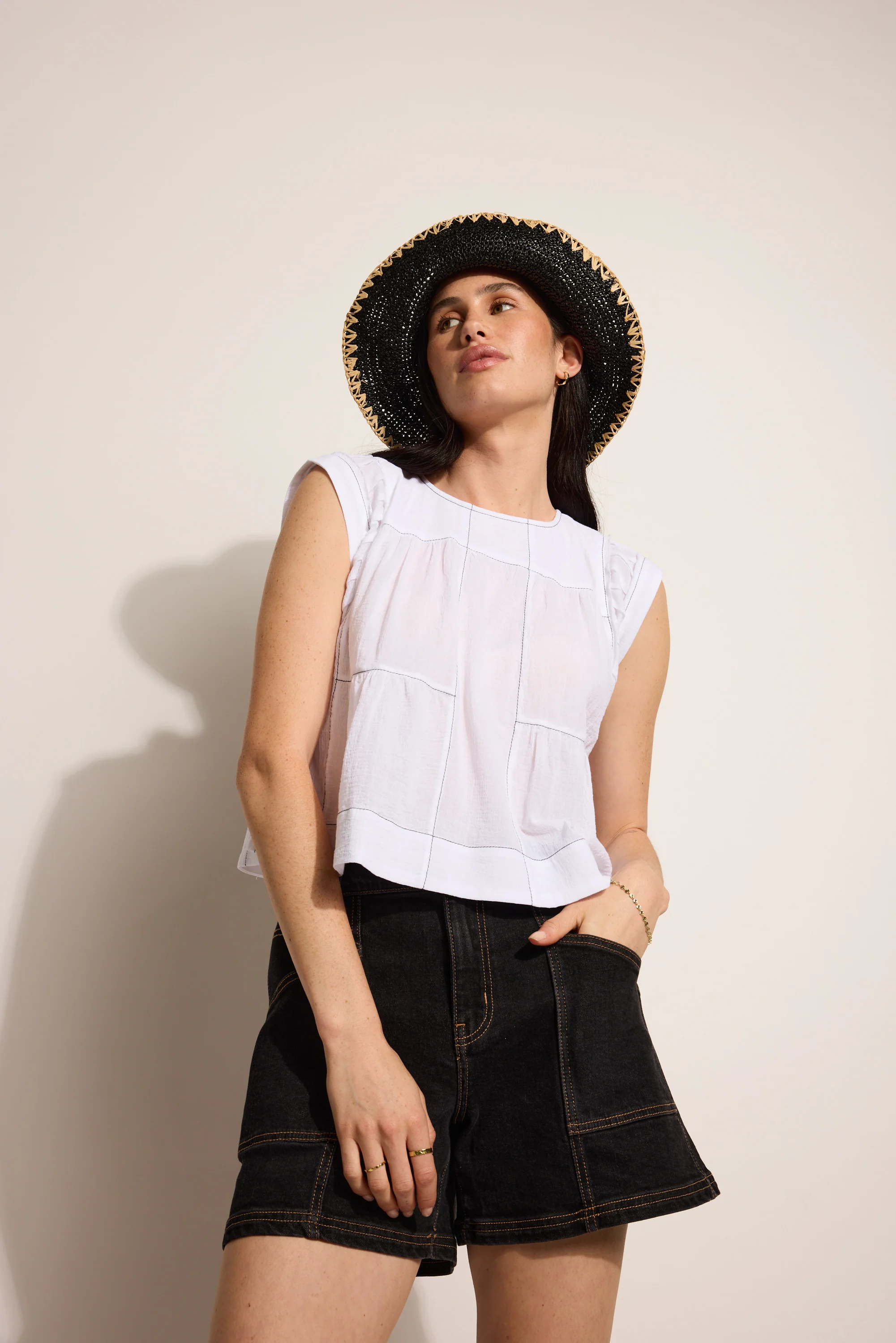 Elsie Stitch Detail Shell Top - Image 3