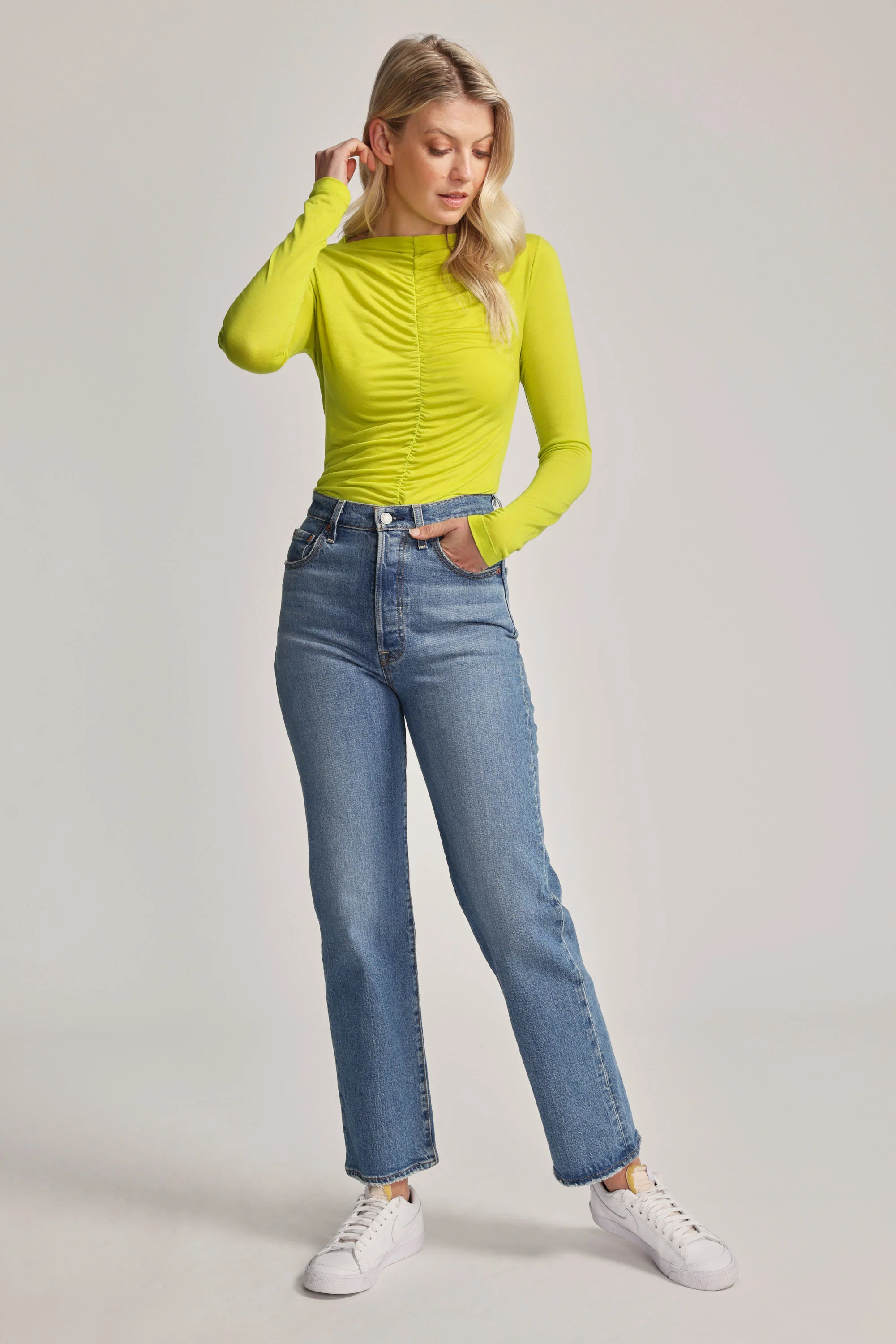 Emma Ruched Long Sleeve Tee