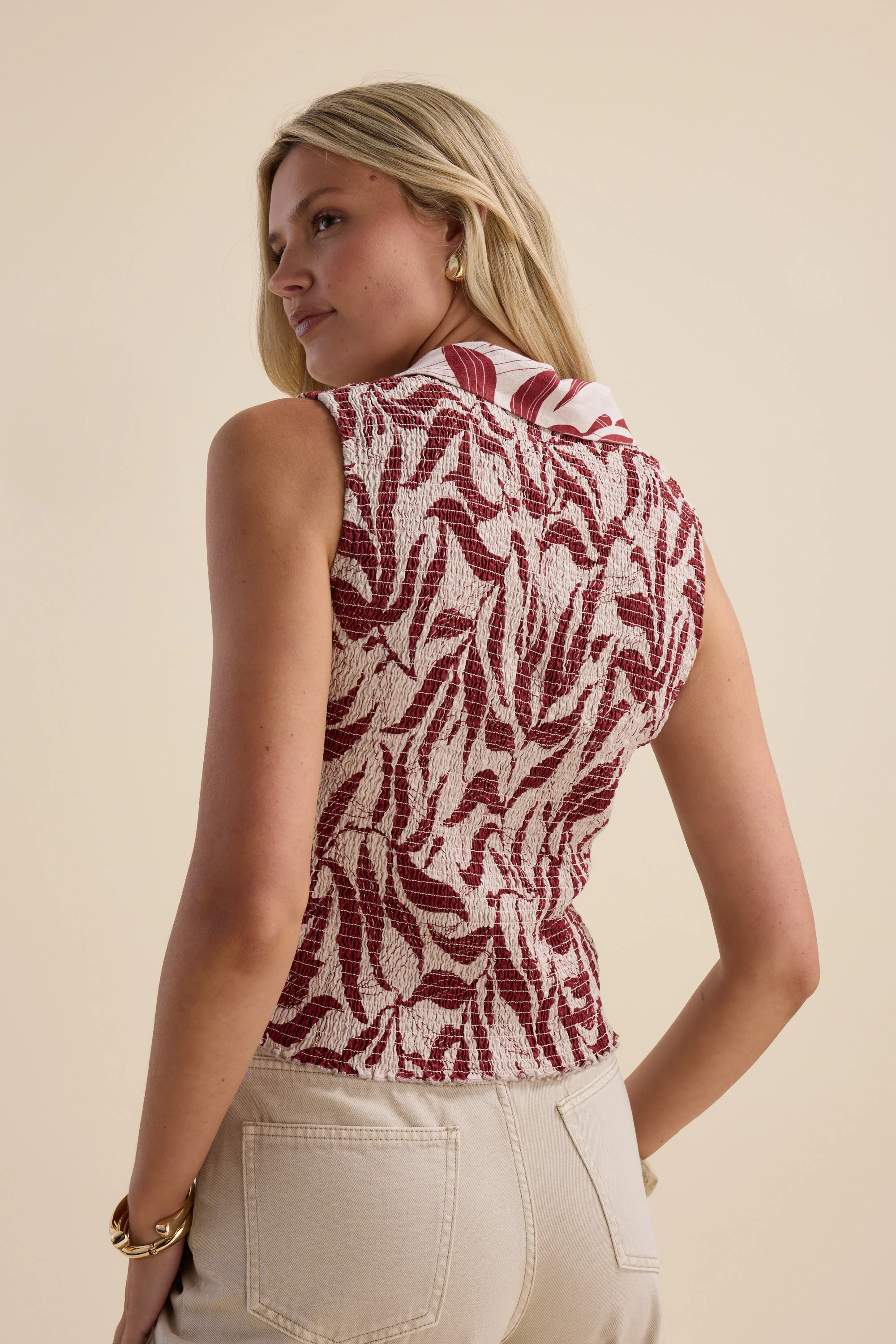 Erina Shirred Sleeveless Shirt - Image 6
