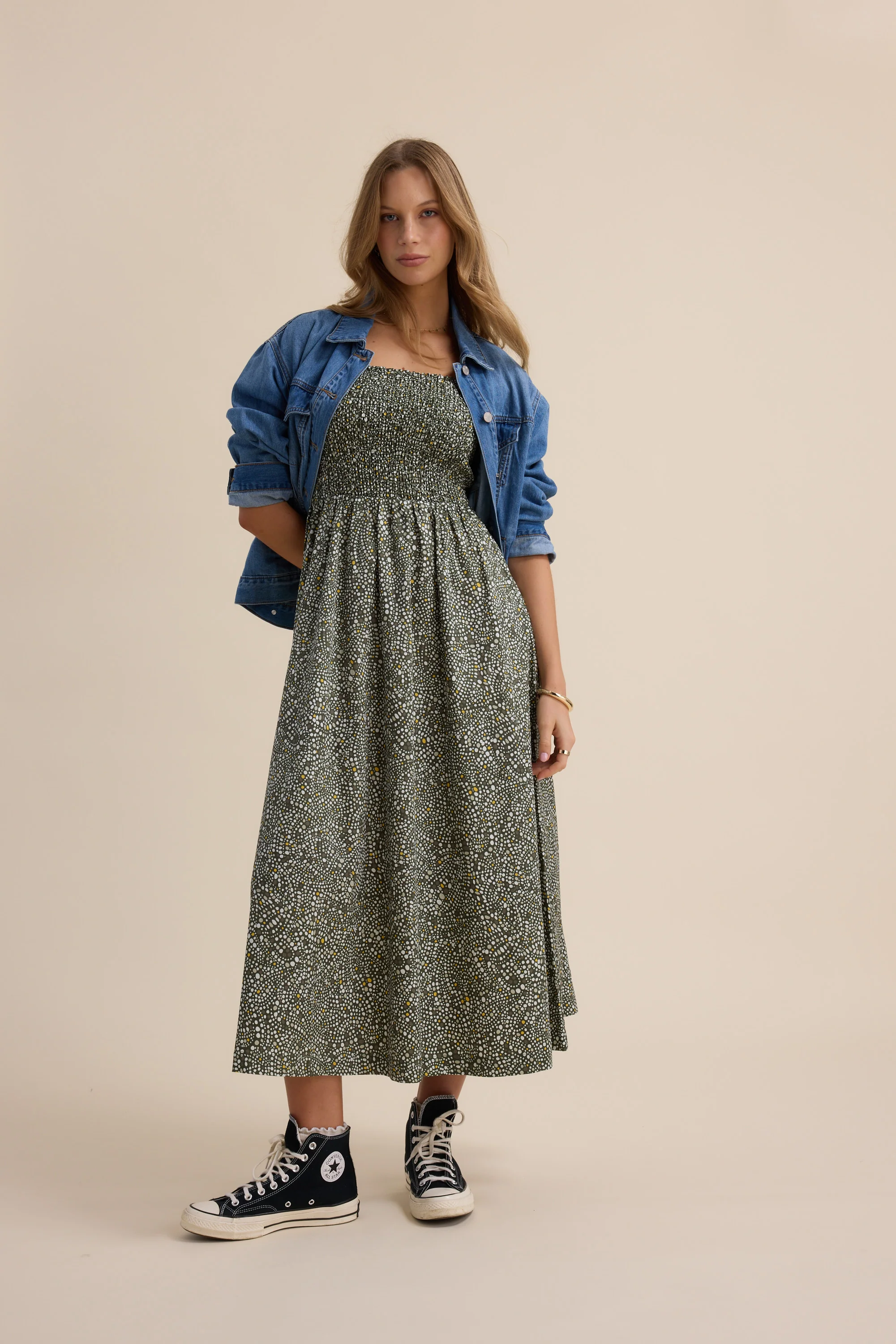 Gabrielle Shirred Bodice Dress