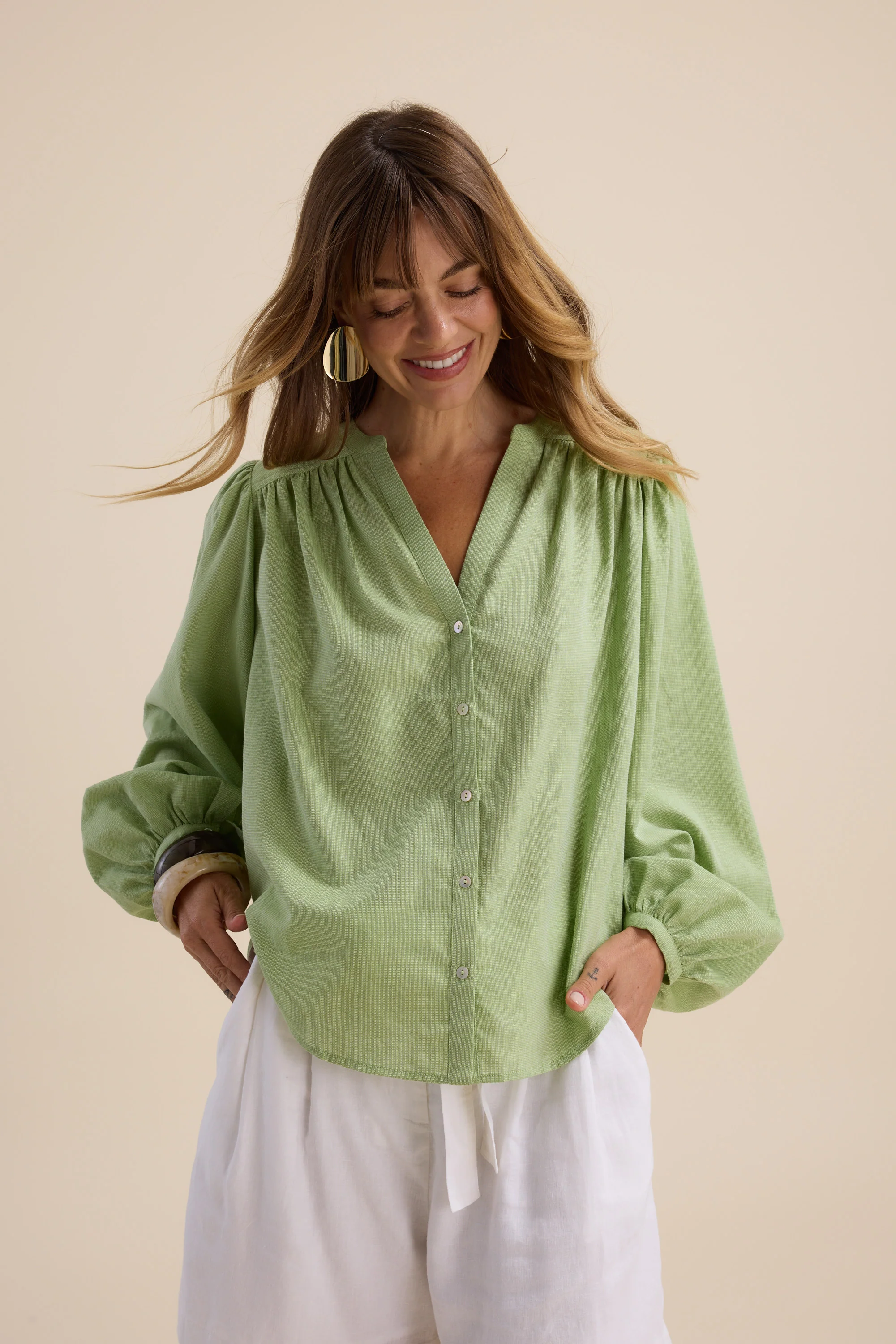Isla Button Front Blouse - Image 2