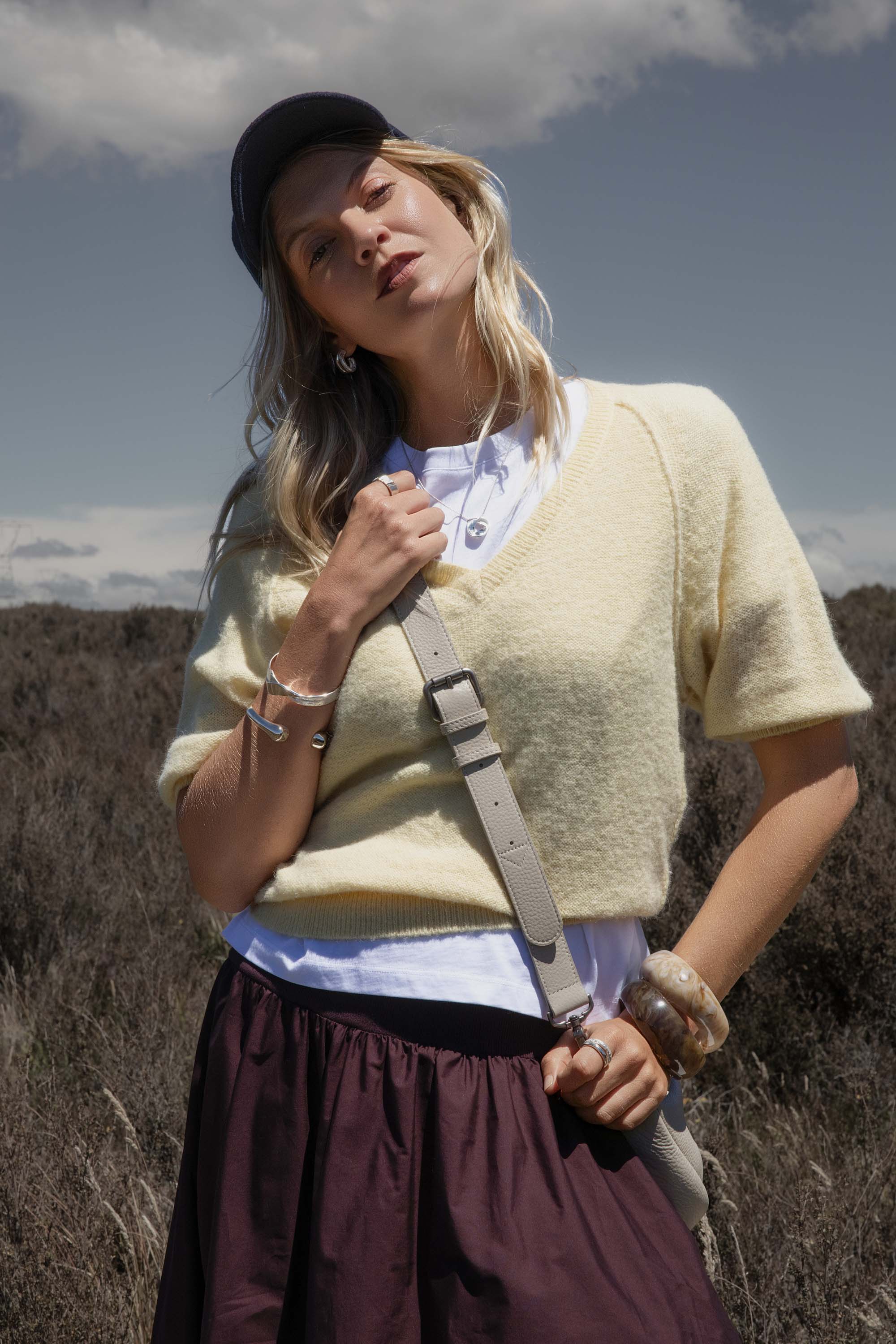 Ivy Knitted V Neck Tee