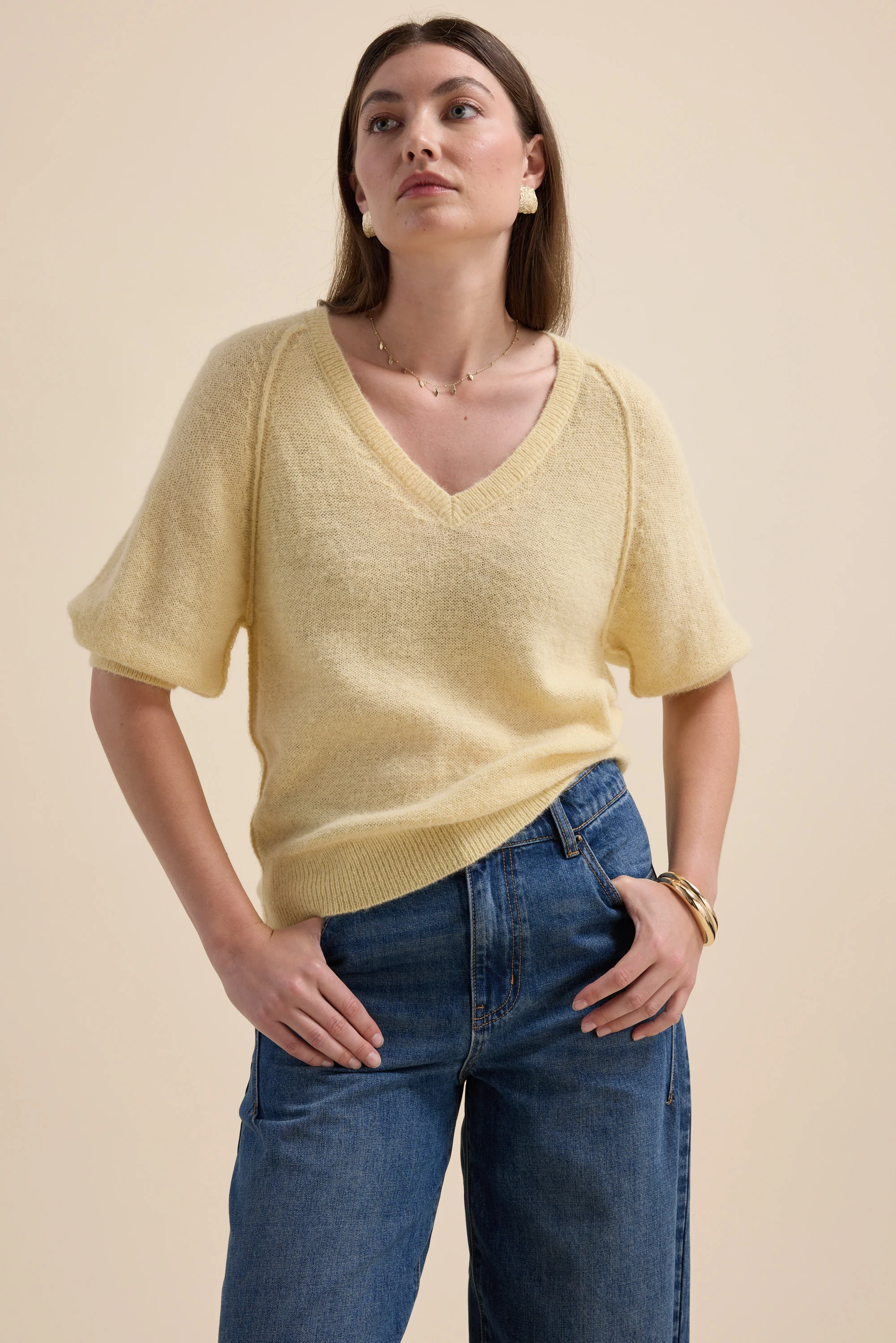 Ivy Knitted V Neck Tee - Image 3