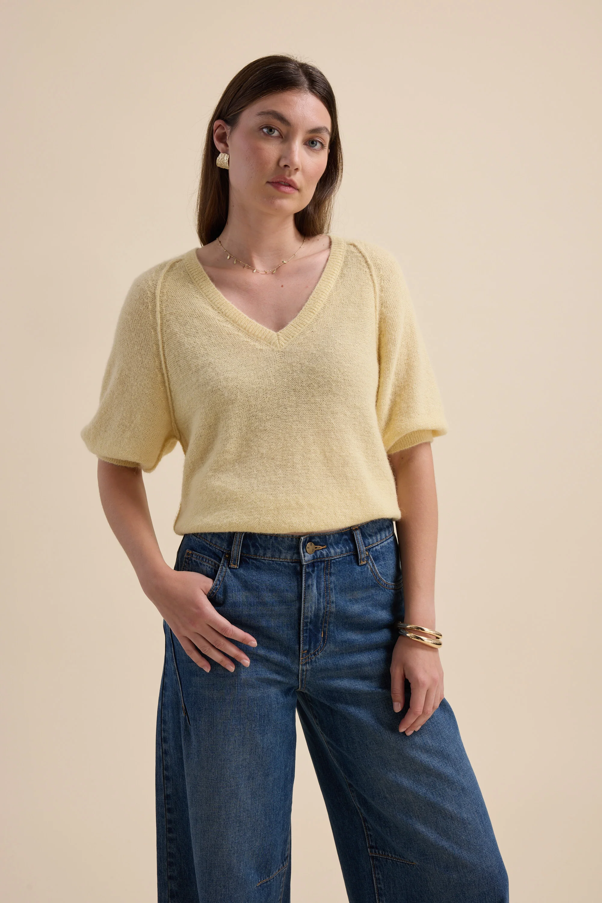 Ivy Knitted V Neck Tee - Image 6