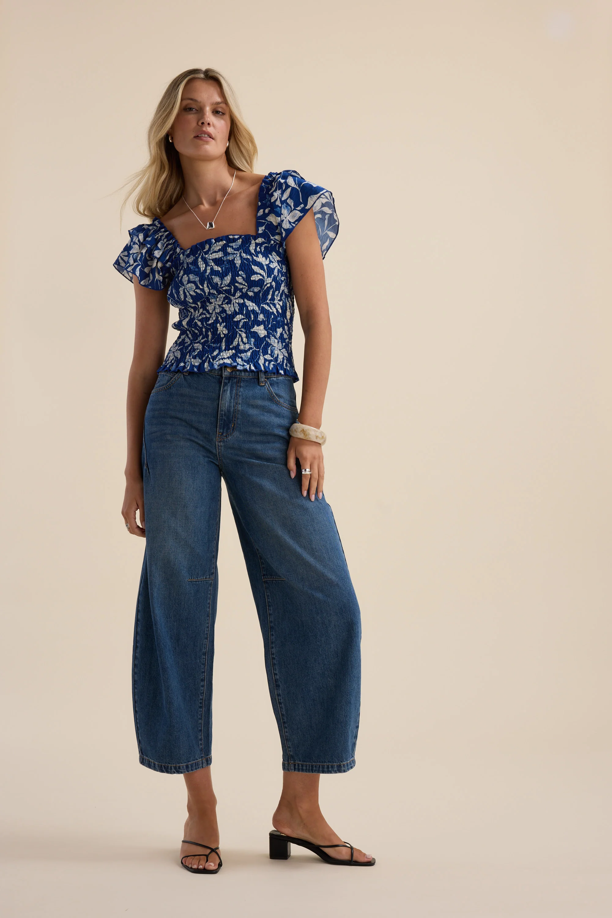 Luna Shirred Frill Sleeve Top - Image 4