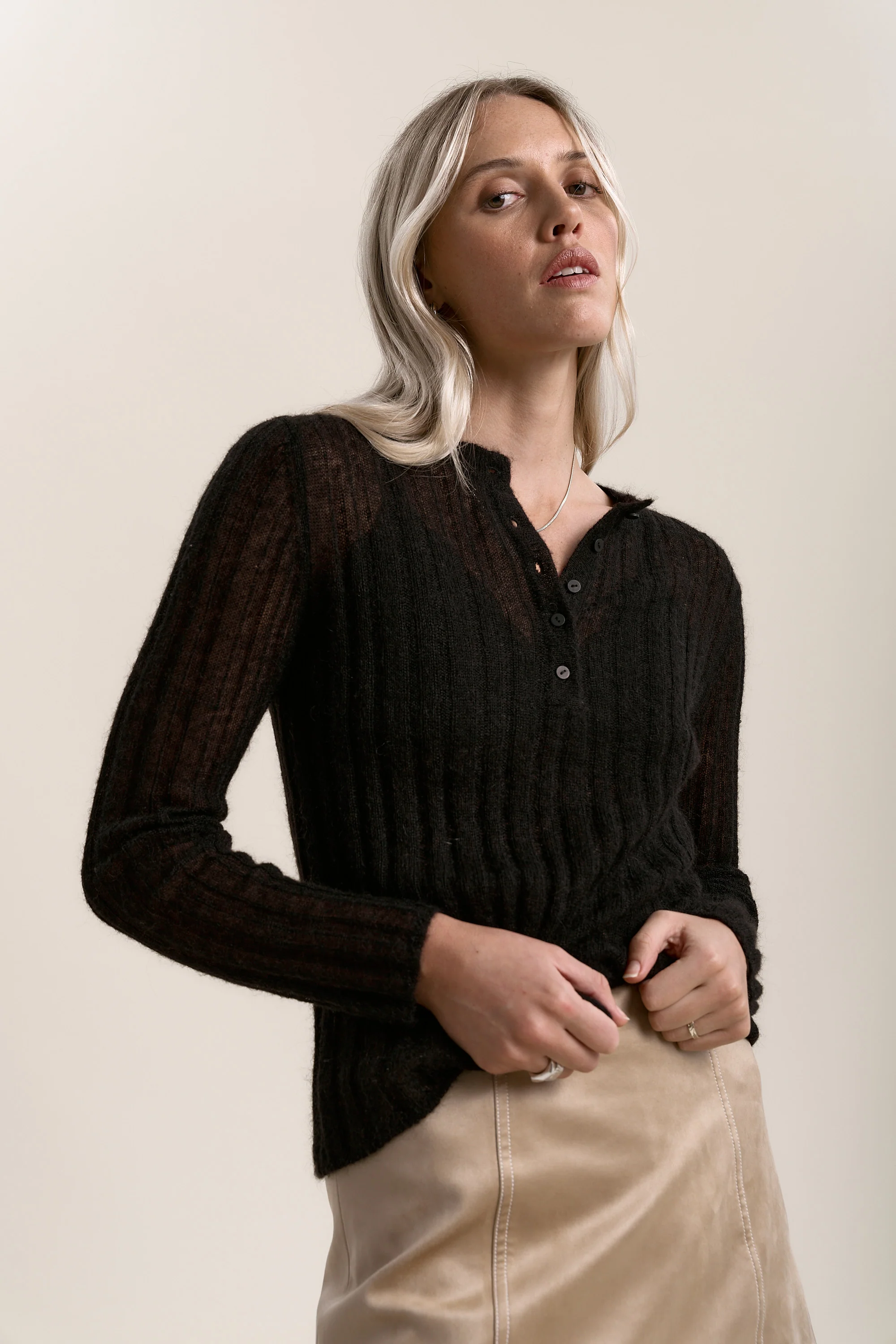 Margot Ribbed Henley - Image 3