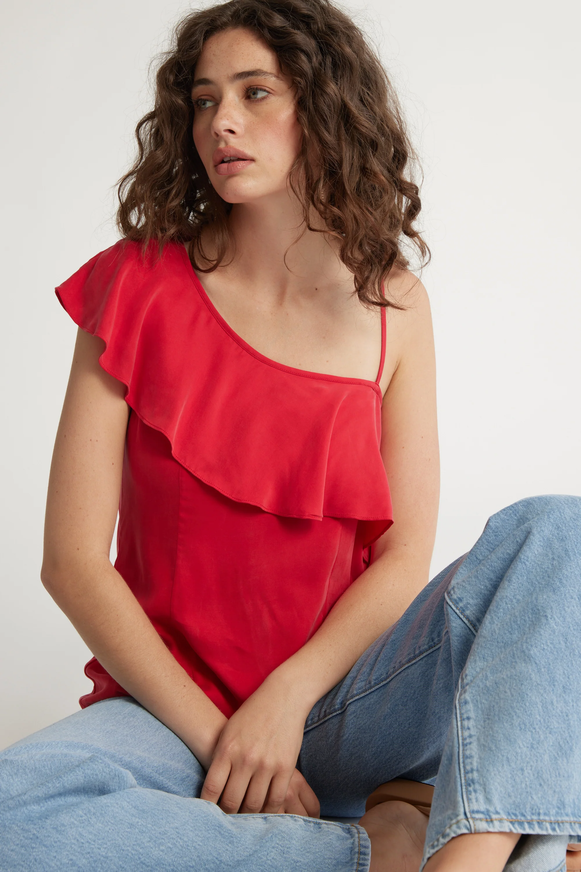 Molly Asymmetric Ruffle Top - Image 2