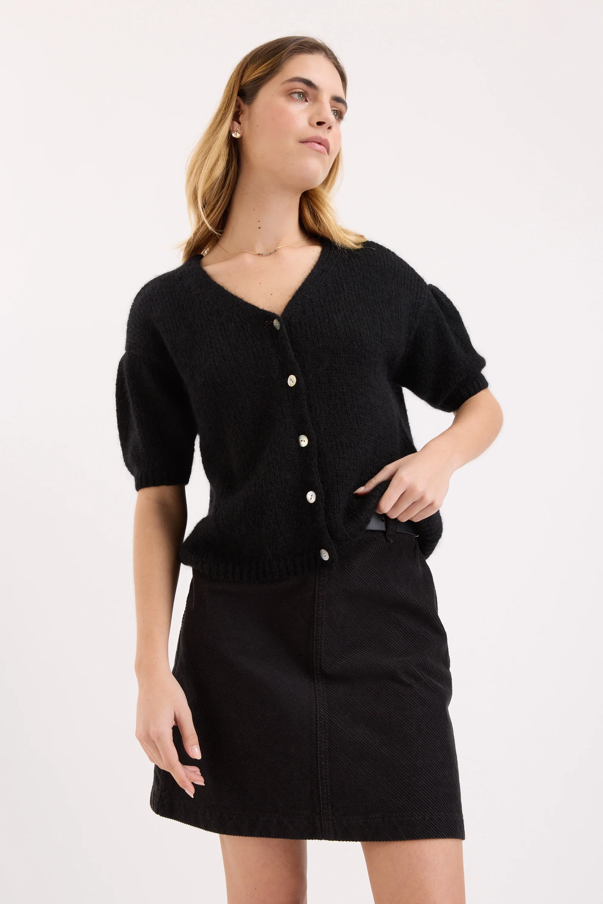 Natasha Whisper Puff Sleeve Cardigan - Image 3