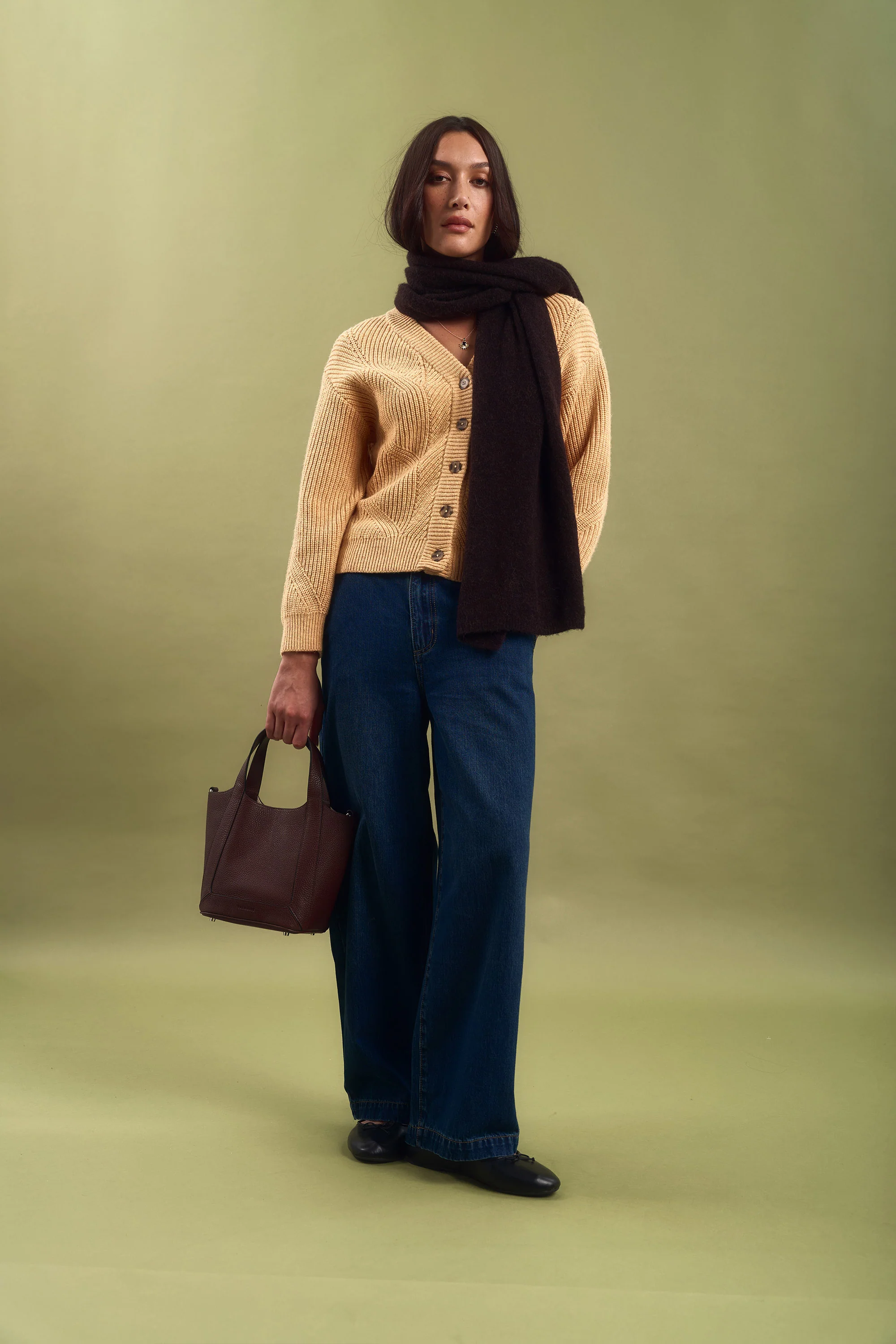 Olive Chunky Knit Cardigan - Image 2