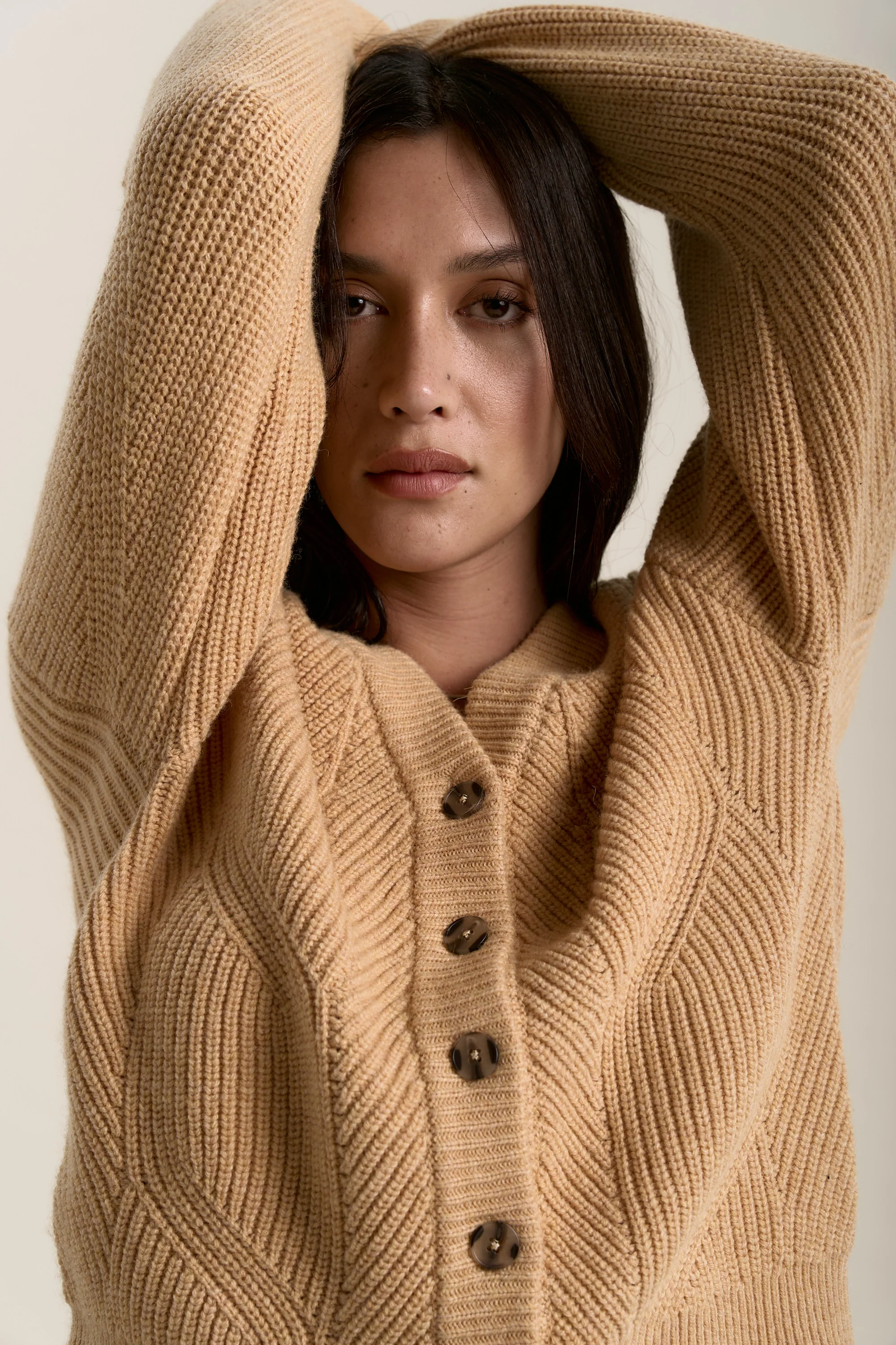 Olive Chunky Knit Cardigan - Image 3