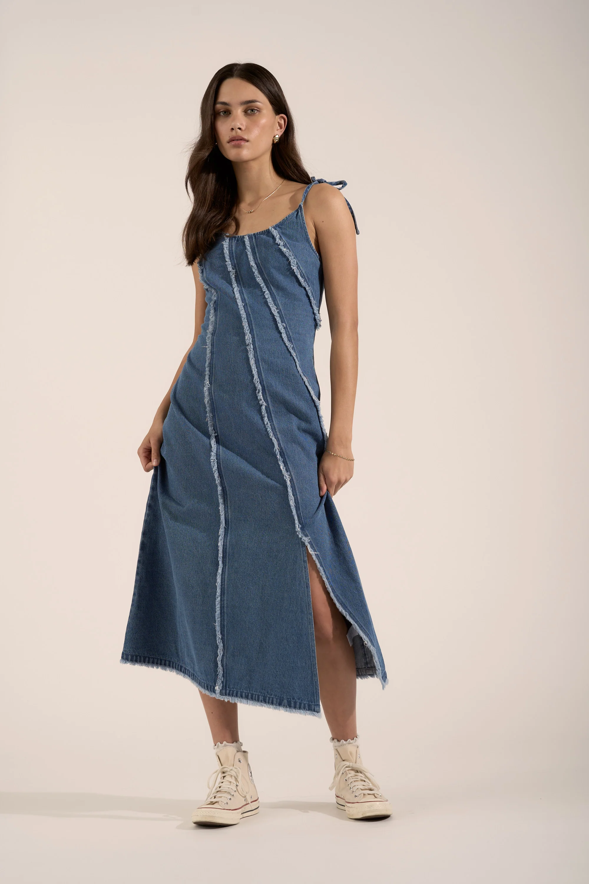 Rosa Denim Panel Detail Dress - Image 3