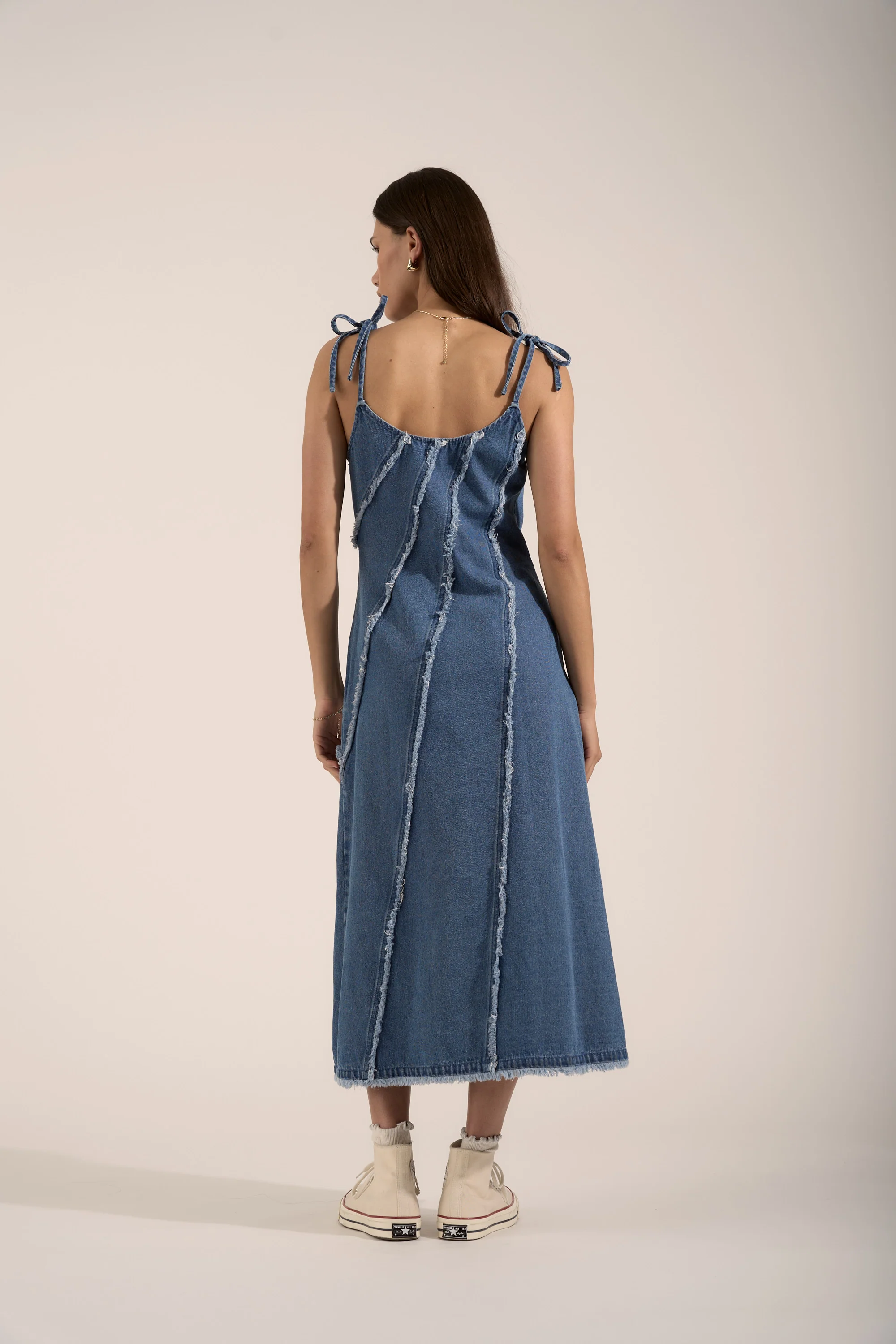 Rosa Denim Panel Detail Dress - Image 4