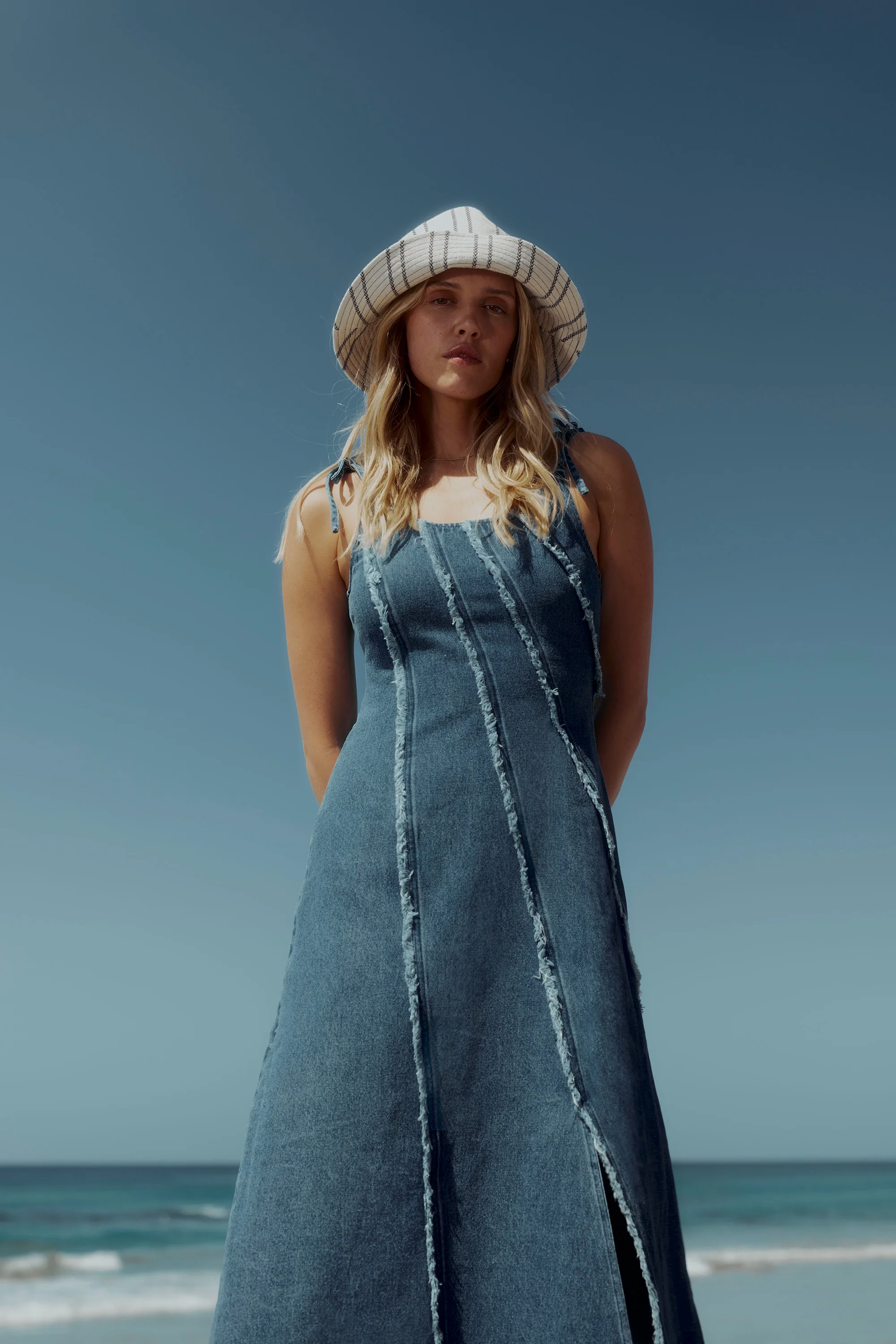 Rosa Denim Panel Detail Dress - Image 6