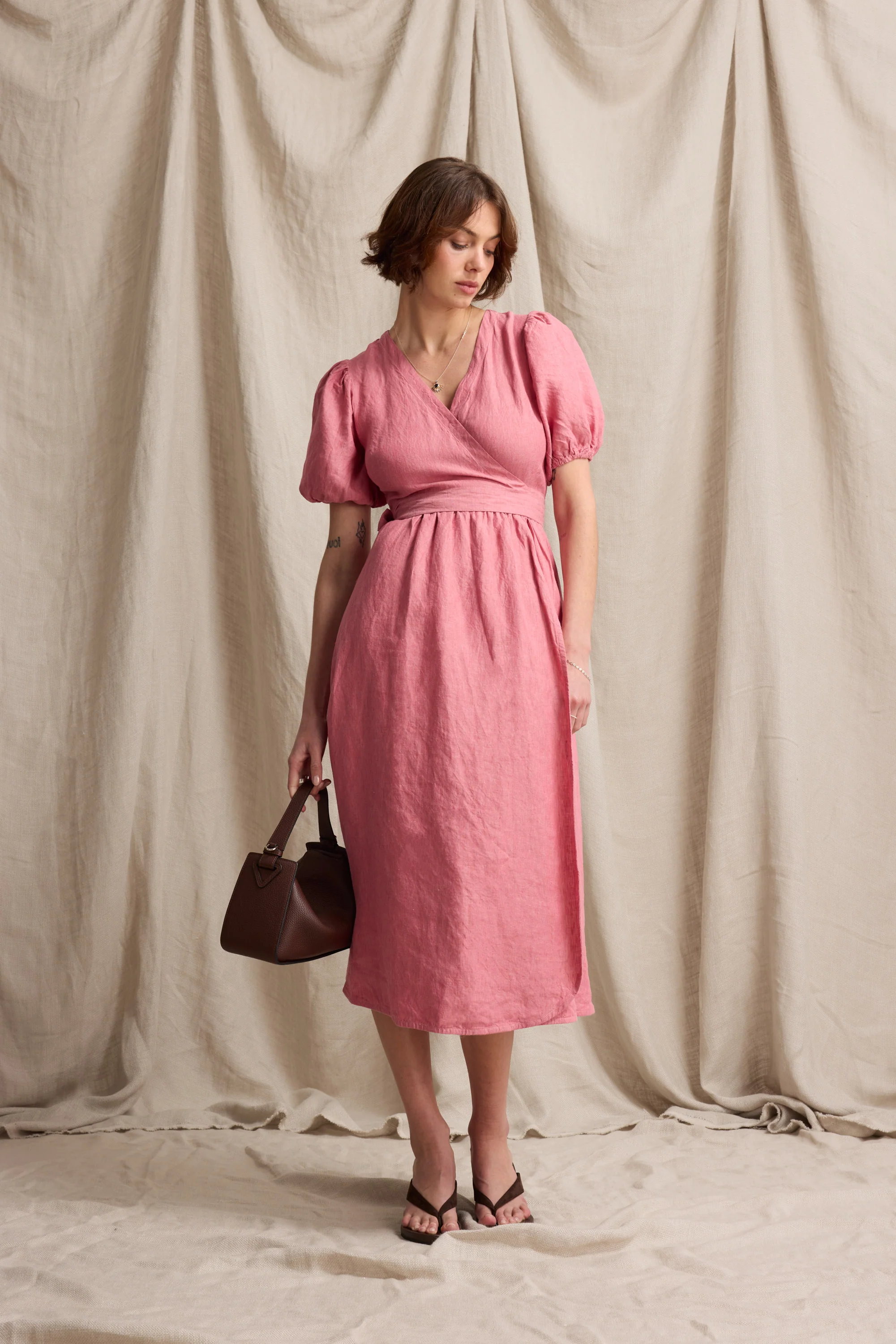 Sara Linen Wrap Dress - Image 5
