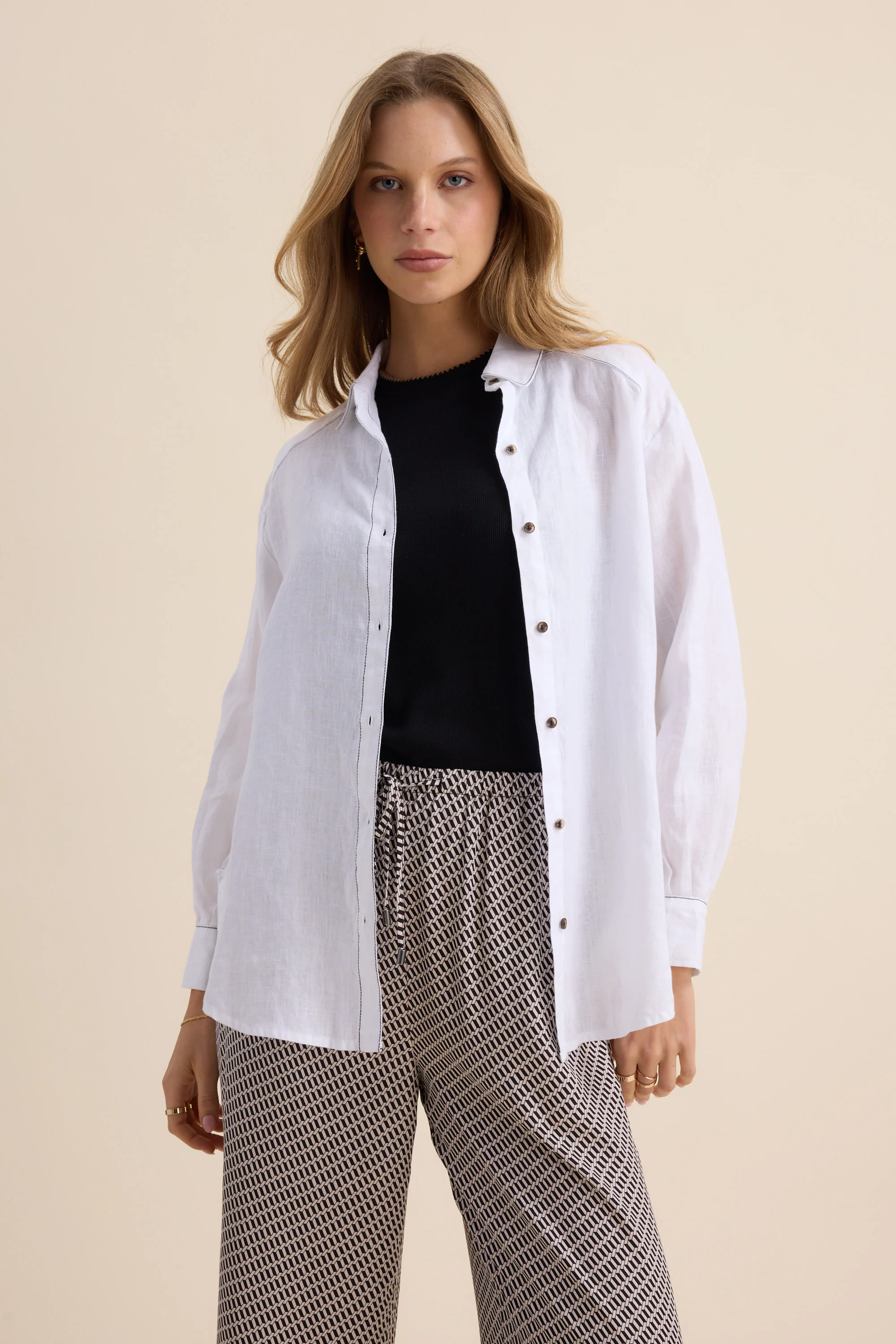 The Contrast Stitch Linen Shirt - Image 3