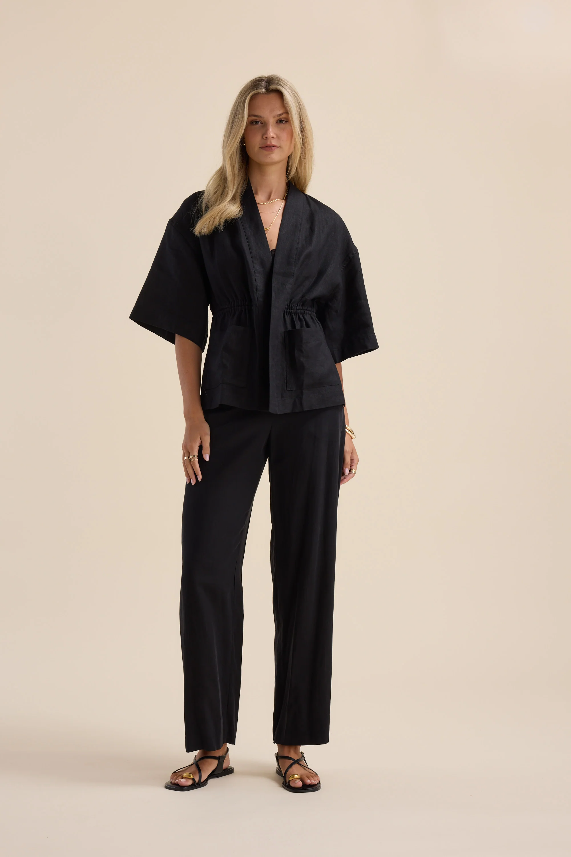 The Linen Studio Gather Waist Jacket - Image 5