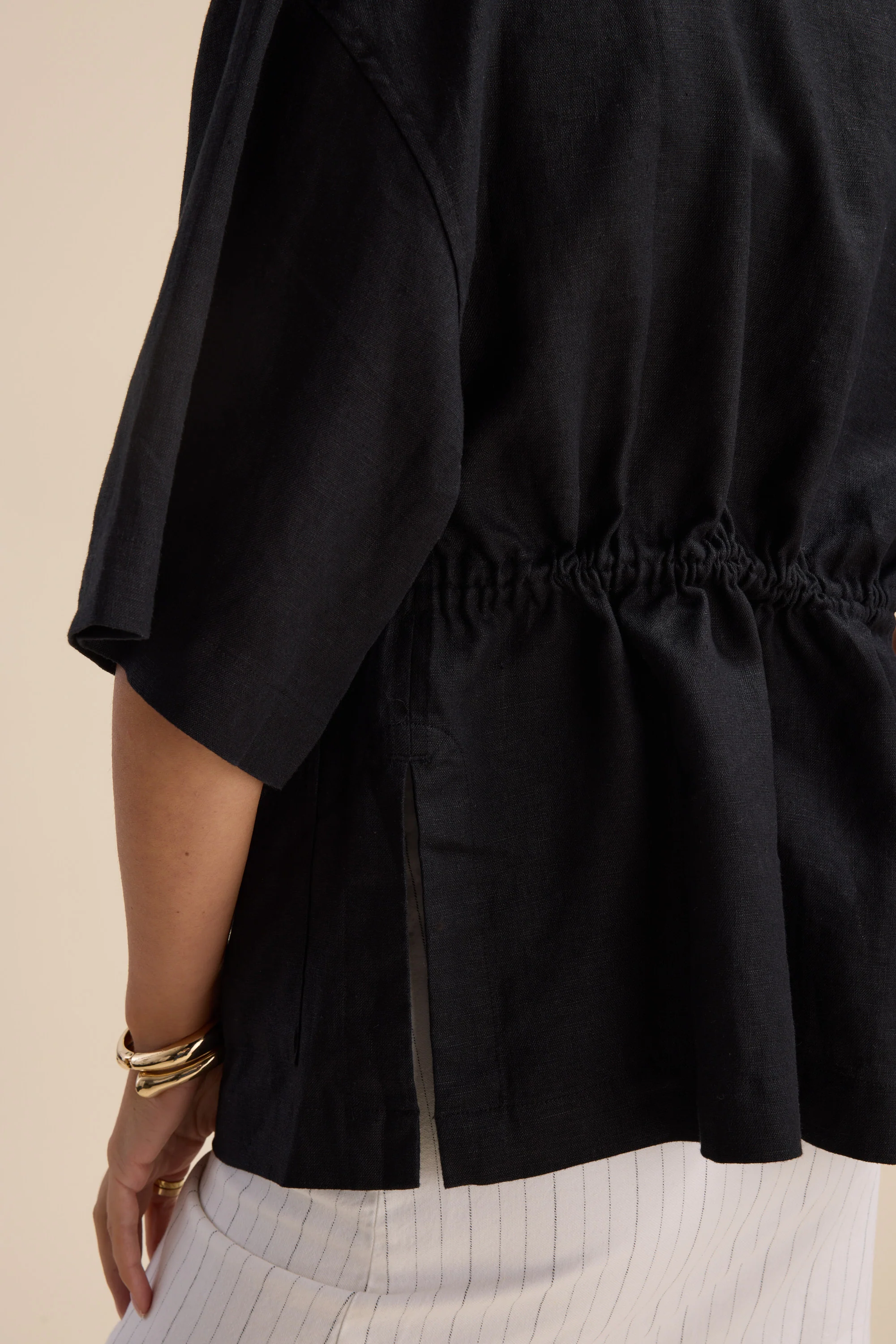 The Linen Studio Gather Waist Jacket - Image 8