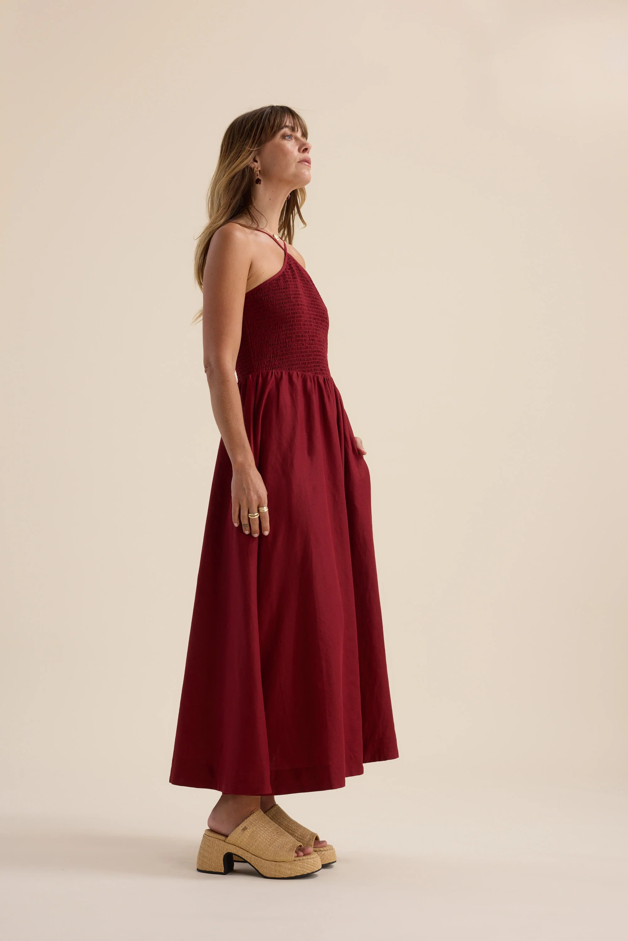 The Linen Studio Shirred Halter Dress - Image 4