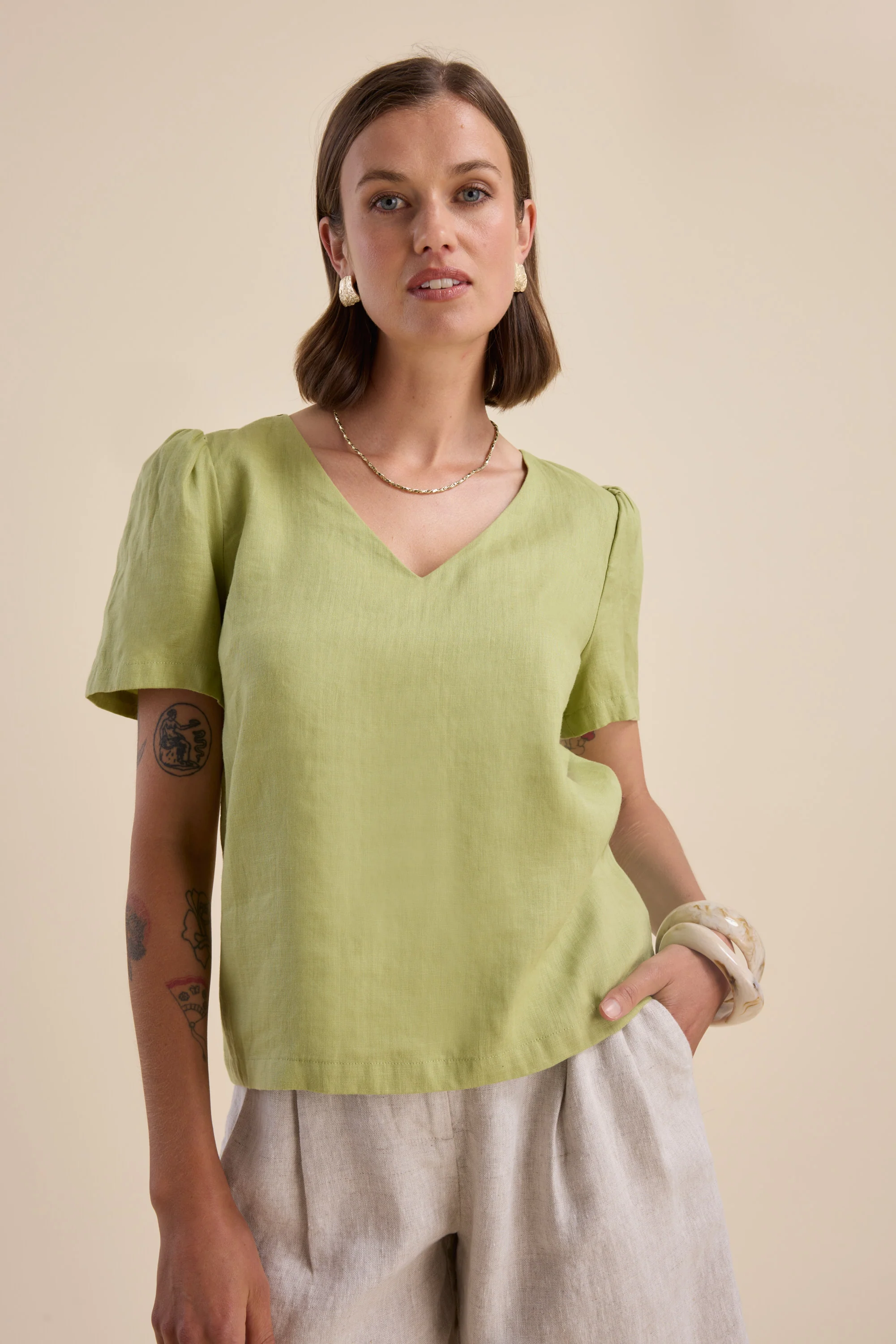 The Linen Studio V Neck Top - Image 2