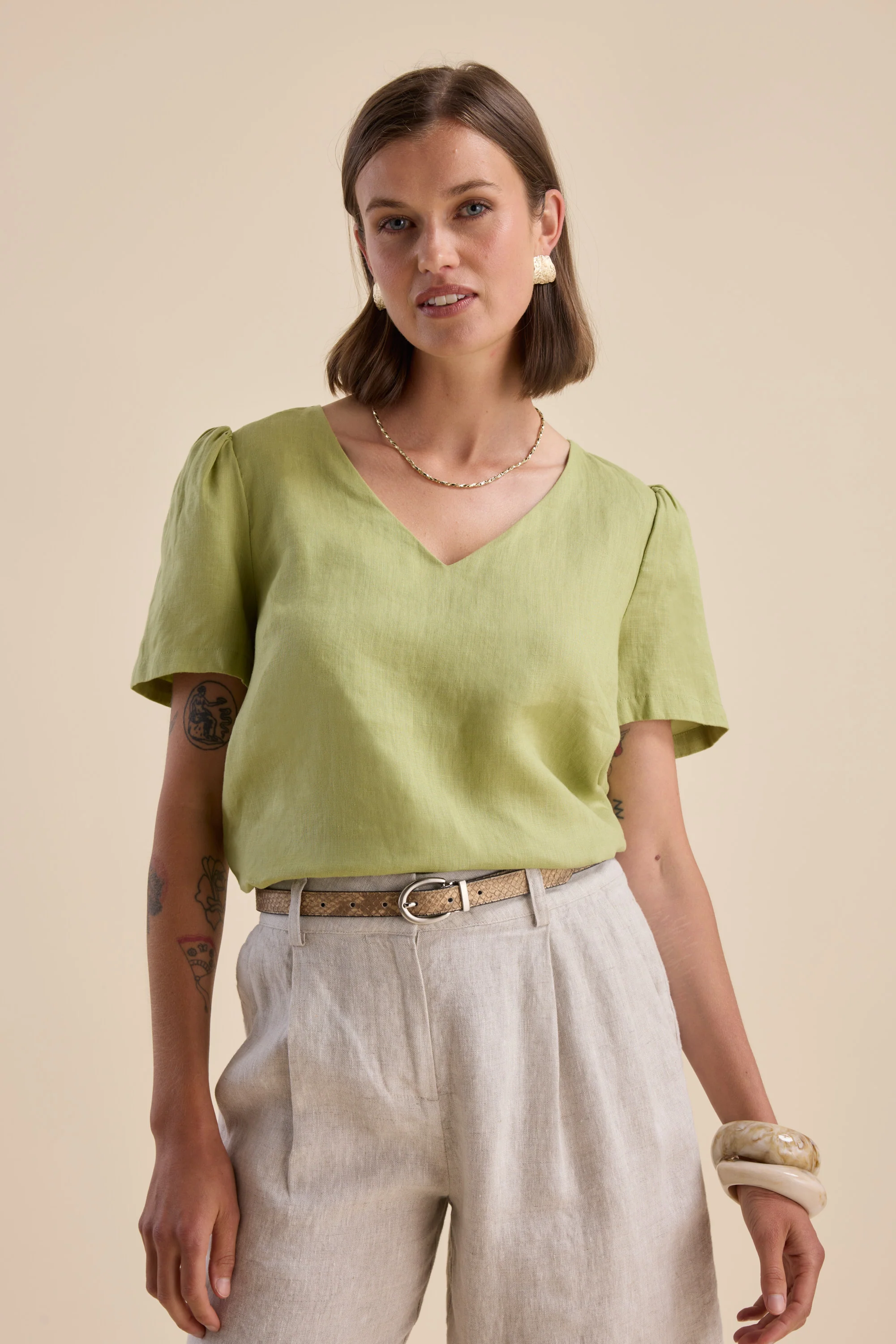 The Linen Studio V Neck Top - Image 4