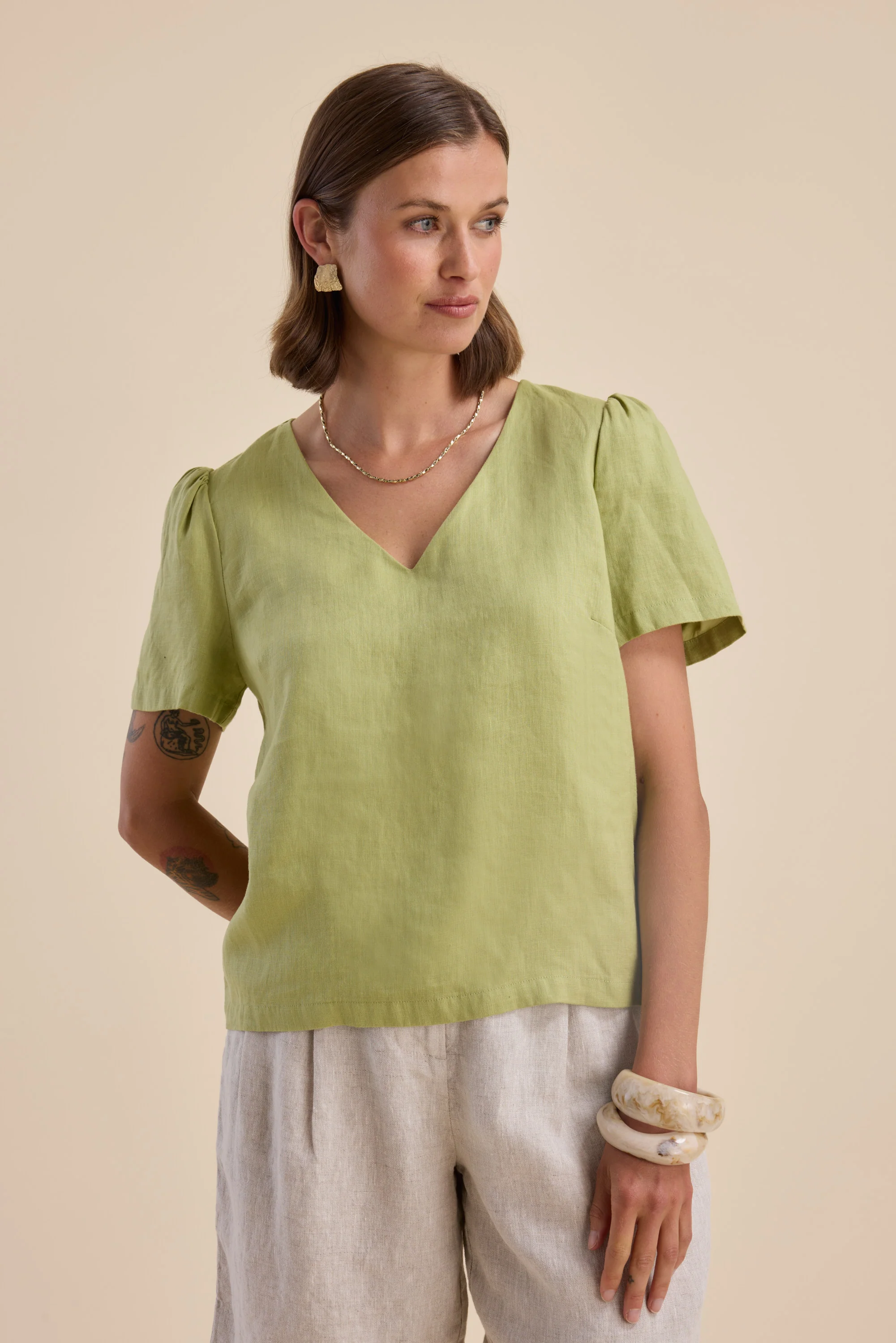 The Linen Studio V Neck Top - Image 5