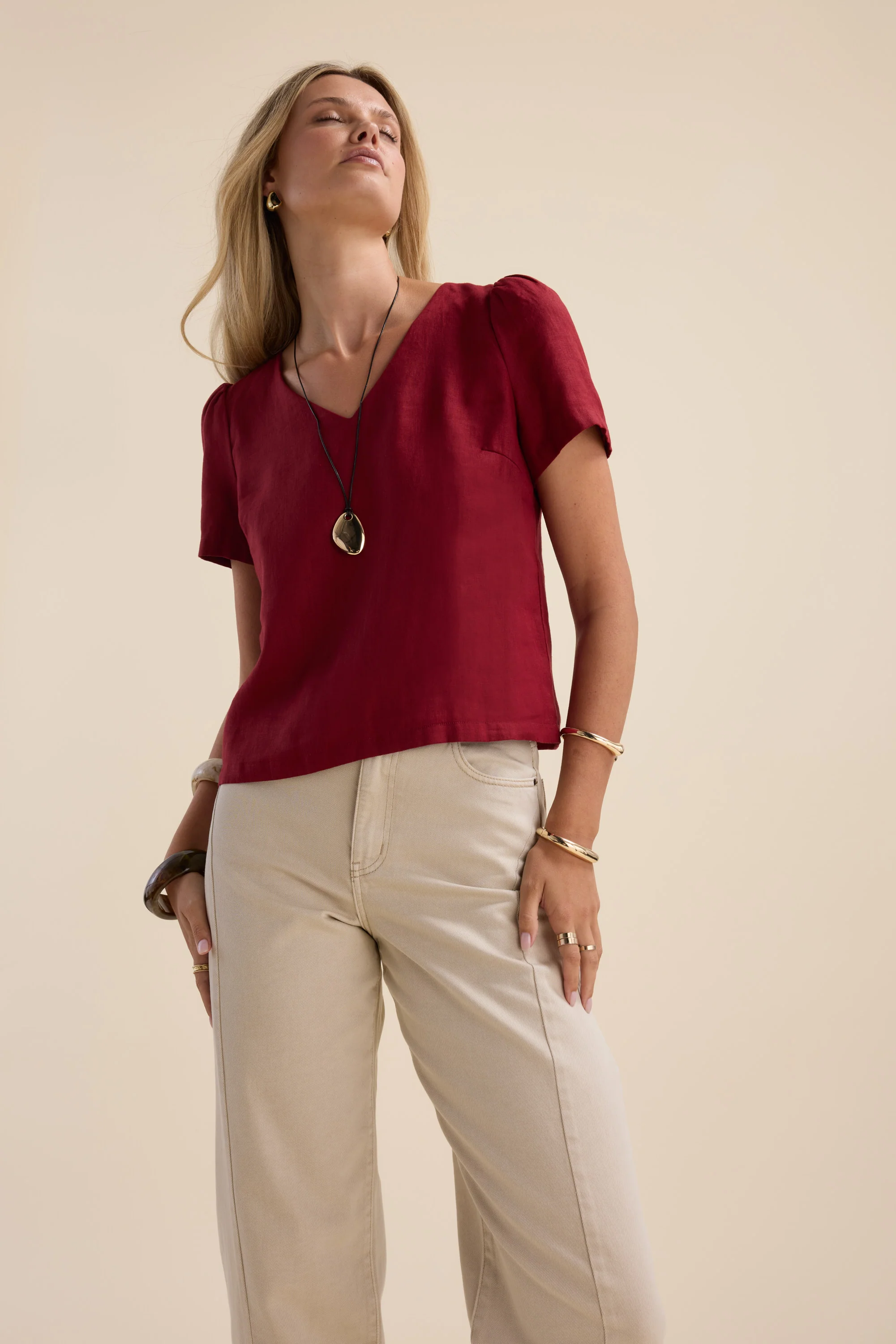 The Linen Studio V Neck Top - Image 4