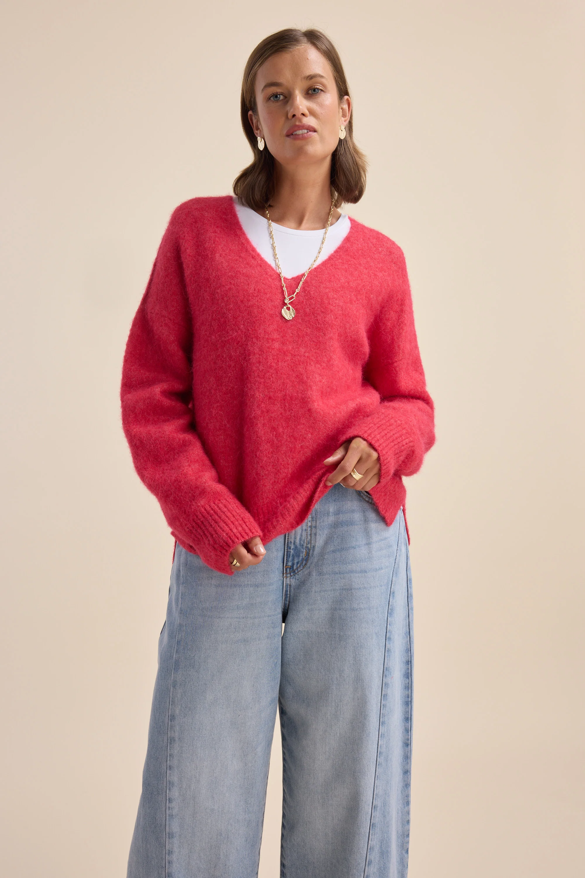 The Luxe Whisper Relaxed V Neck Sweater - Image 4
