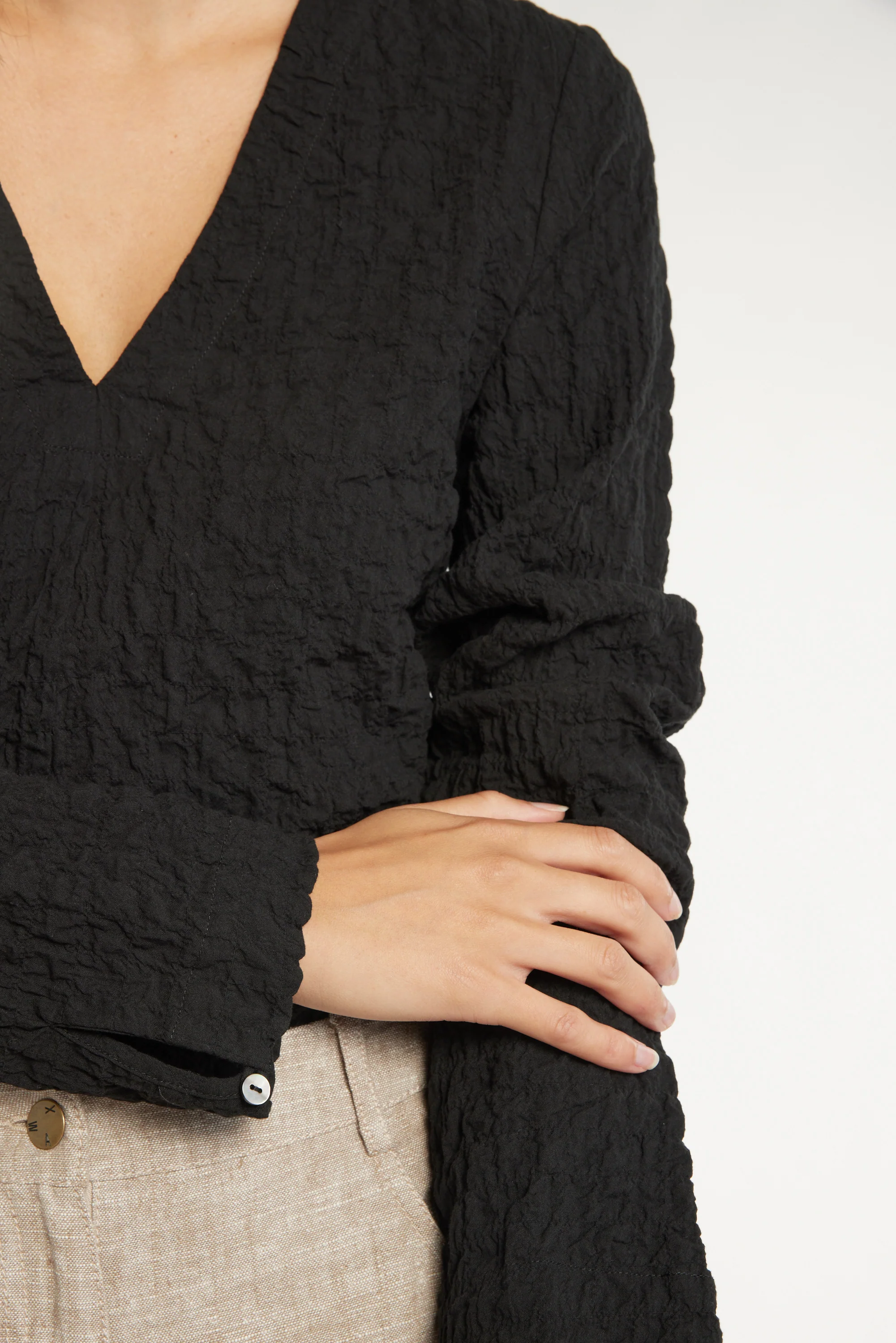 The Textured V Neck Top - Image 4