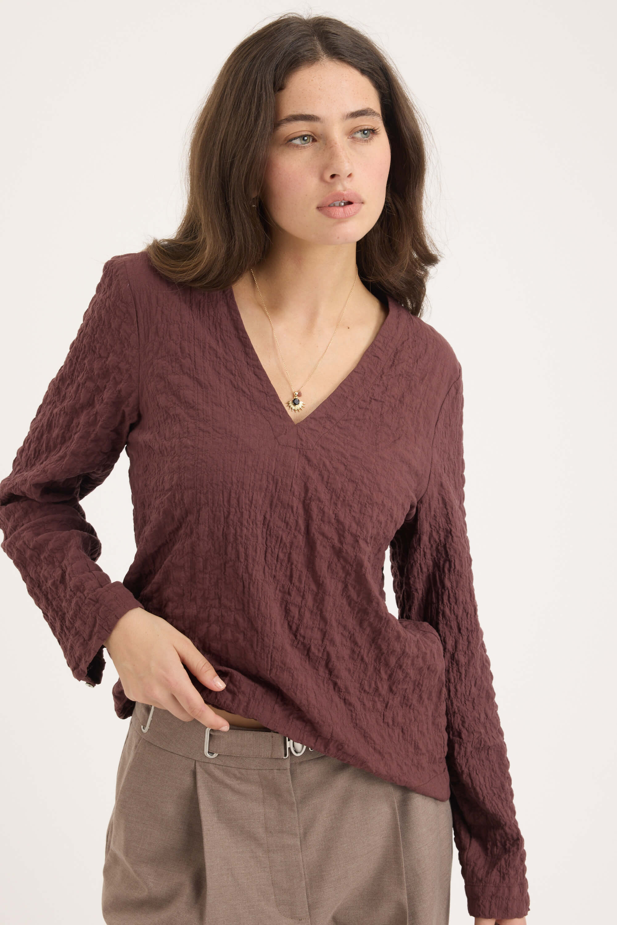 The Textured V Neck Top - Image 4