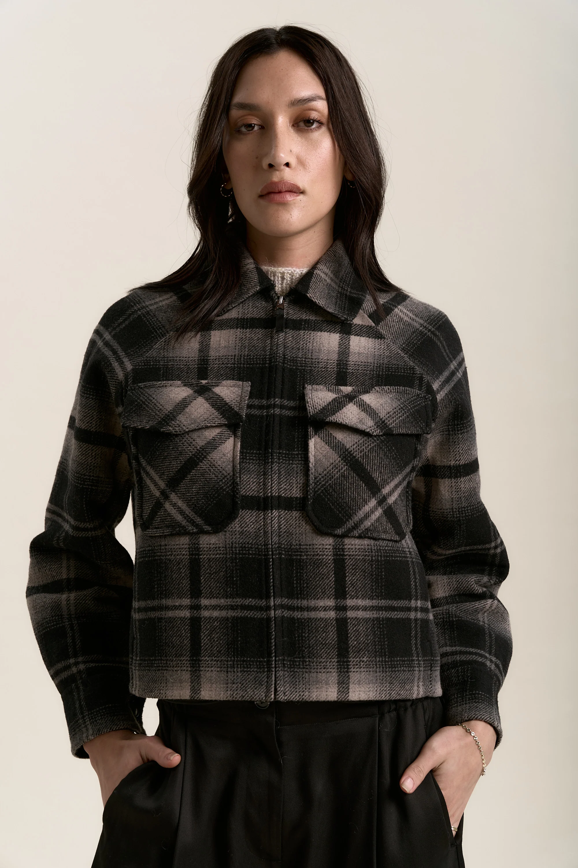 The Zip Front Wool Blend Cropped Coat - Image 3