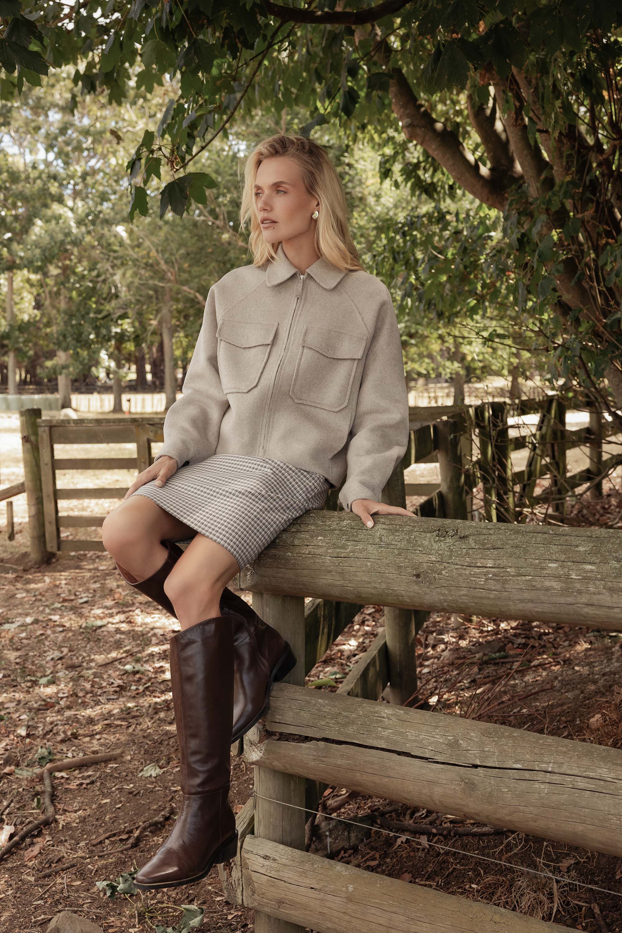 The Zip Front Wool Blend Cropped Coat - Image 2