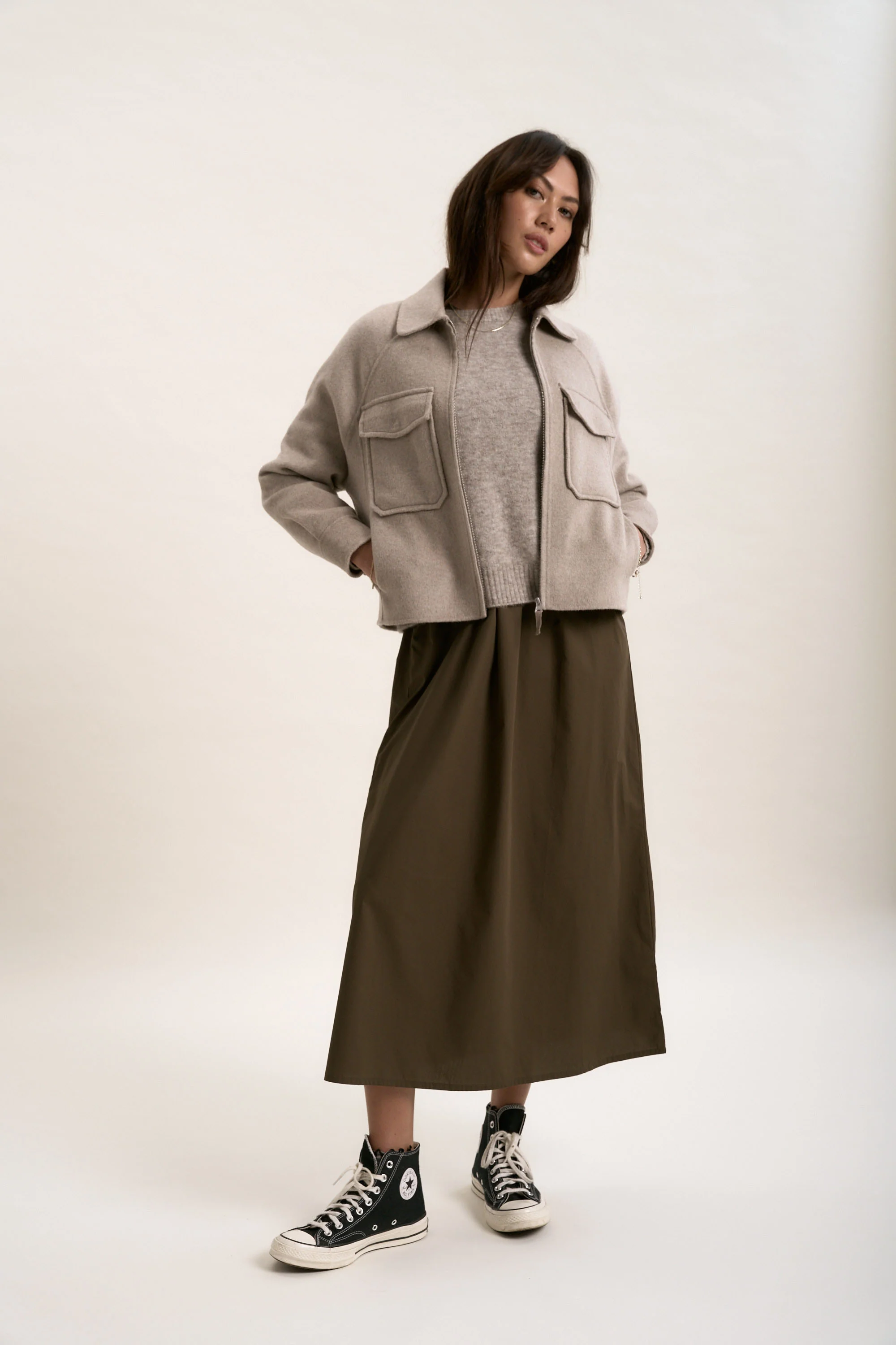 The Zip Front Wool Blend Cropped Coat - Image 4