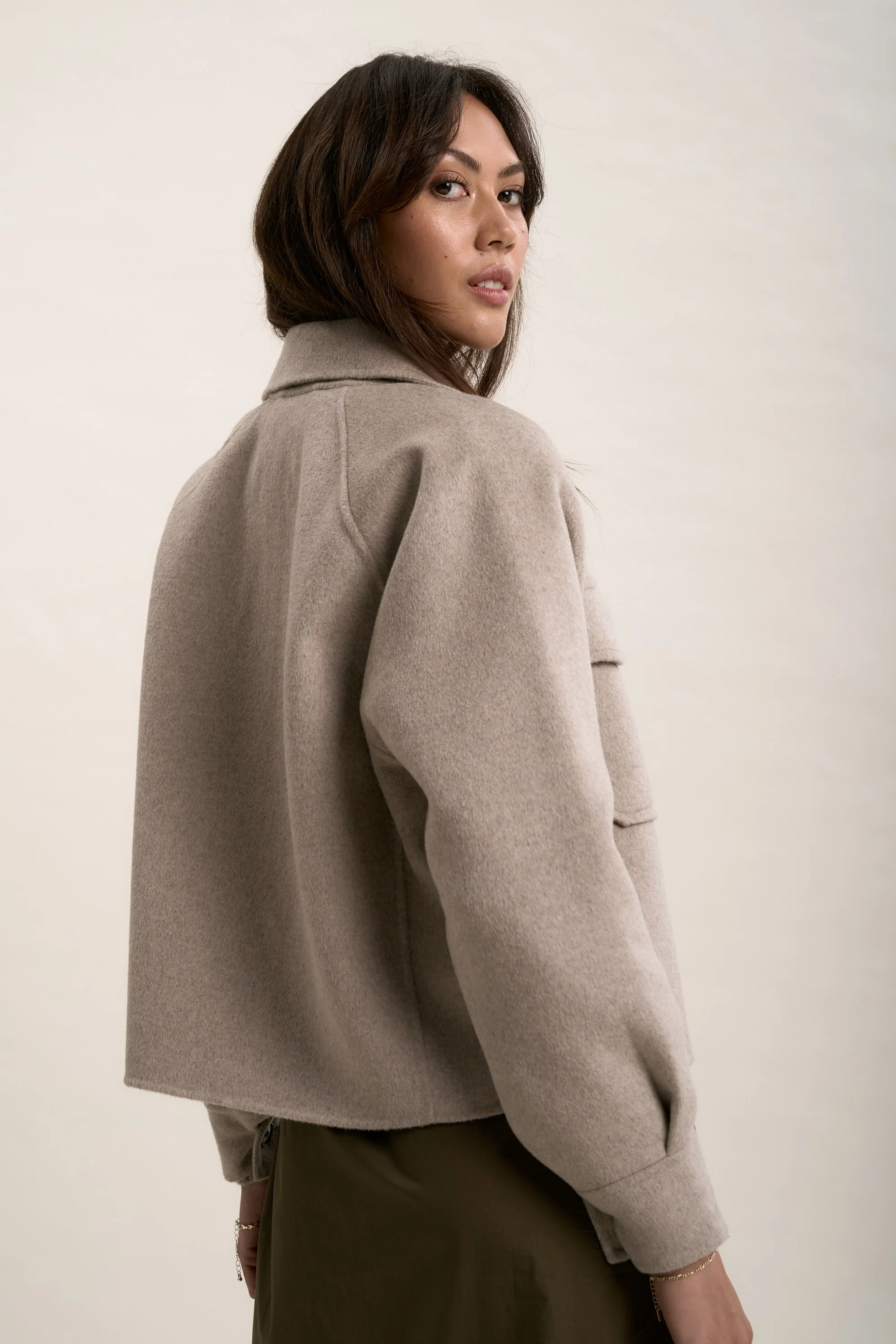 The Zip Front Wool Blend Cropped Coat - Image 5