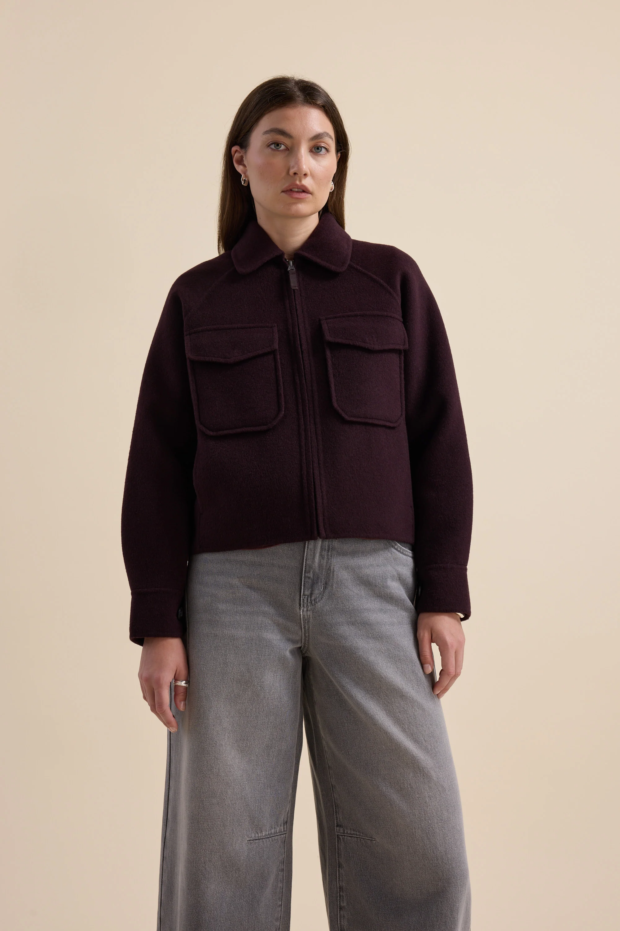 The Zip Front Wool Blend Cropped Coat - Image 4