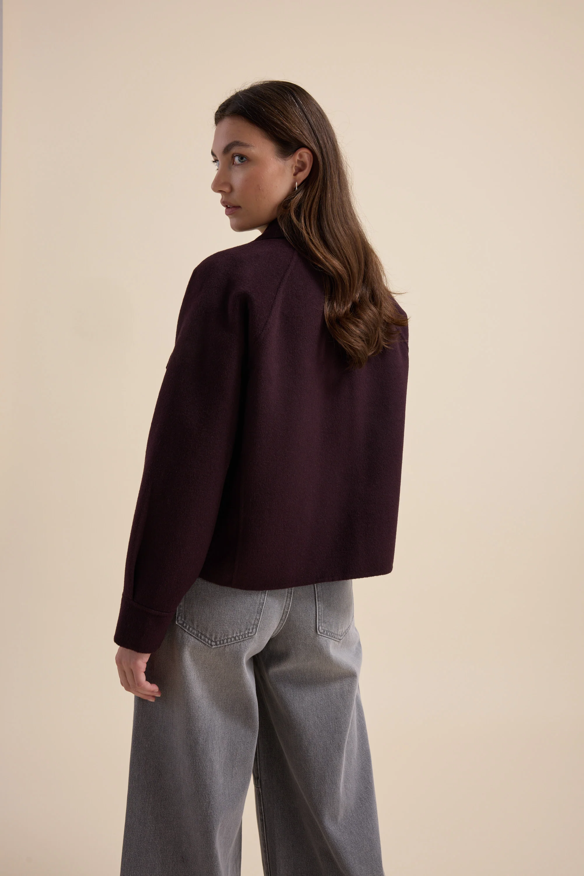 The Zip Front Wool Blend Cropped Coat - Image 6