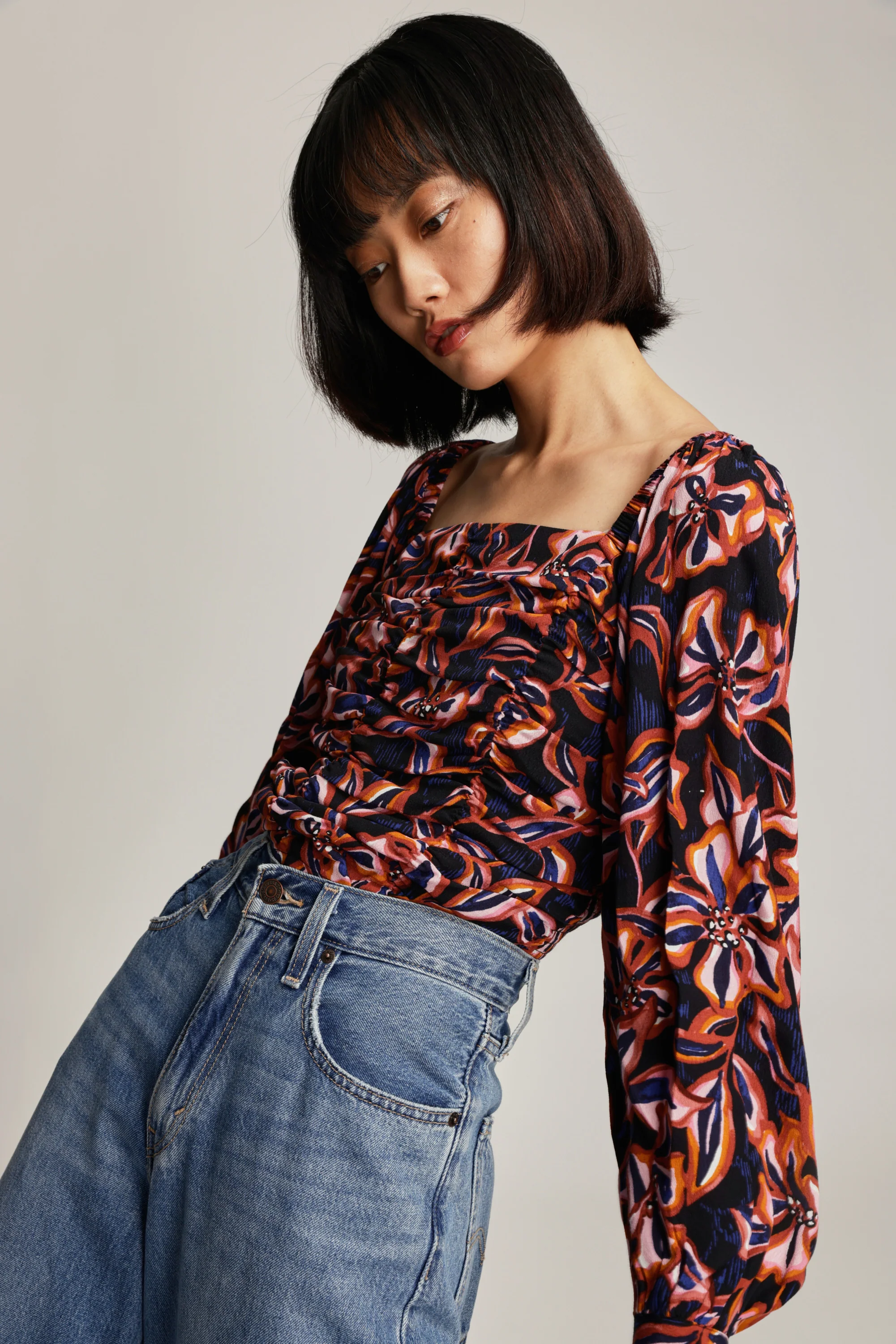 Violet Cropped Gather Detail Top - Image 6