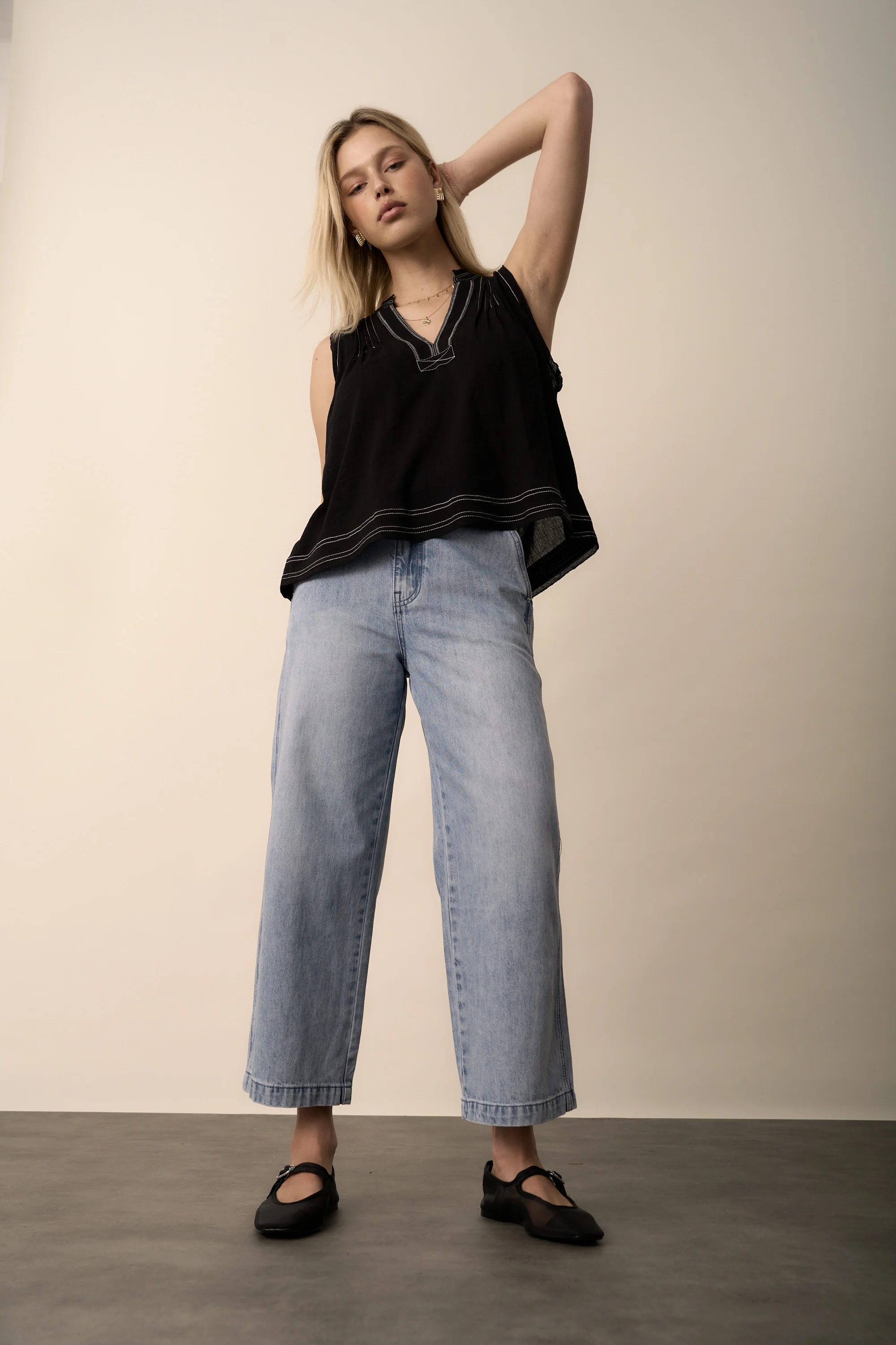 Wren Contrast Stitch Sleeveless Top - Image 3
